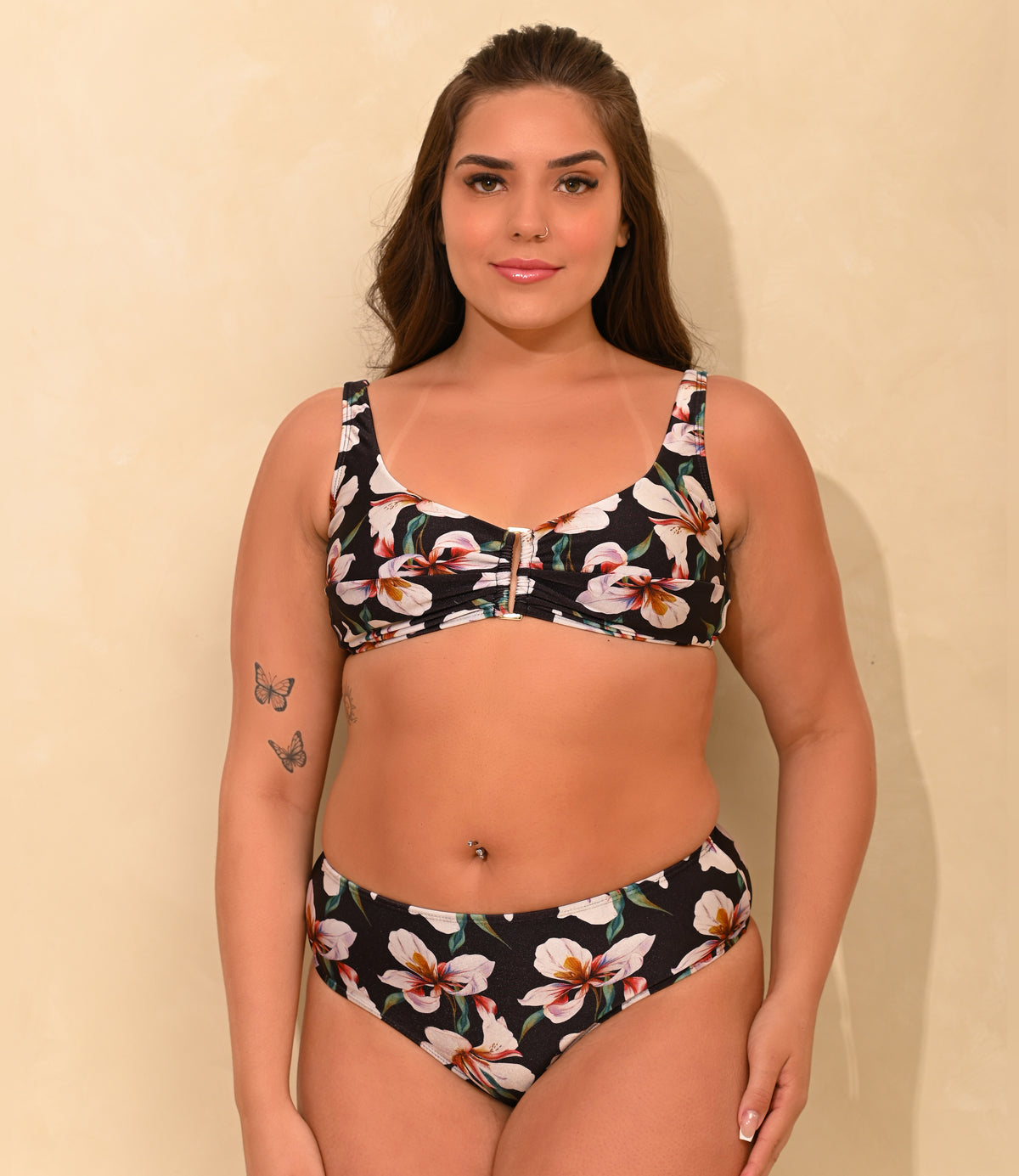 Calcinha Fiorela Estampada Magnólia, biquíni completo, frente