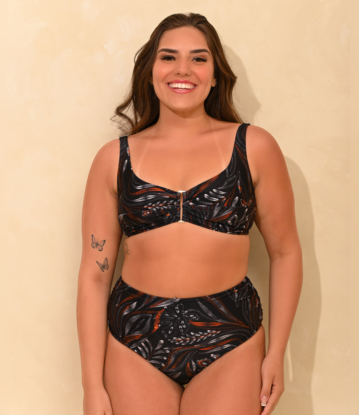 Top Solana Estampado Fênix, biquíni completo, frente