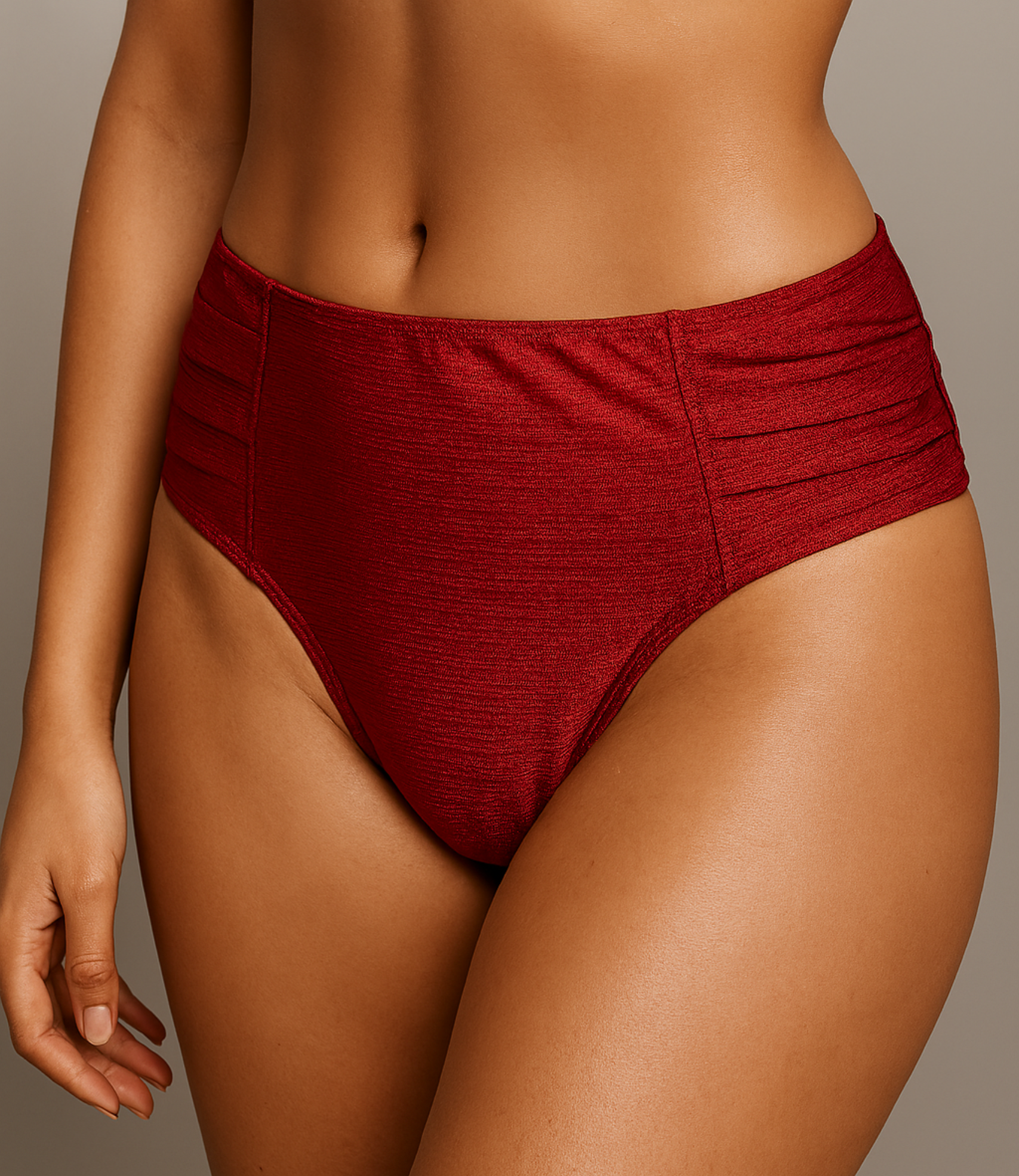 Calcinha Alta Drapeada Trilobal Lisa