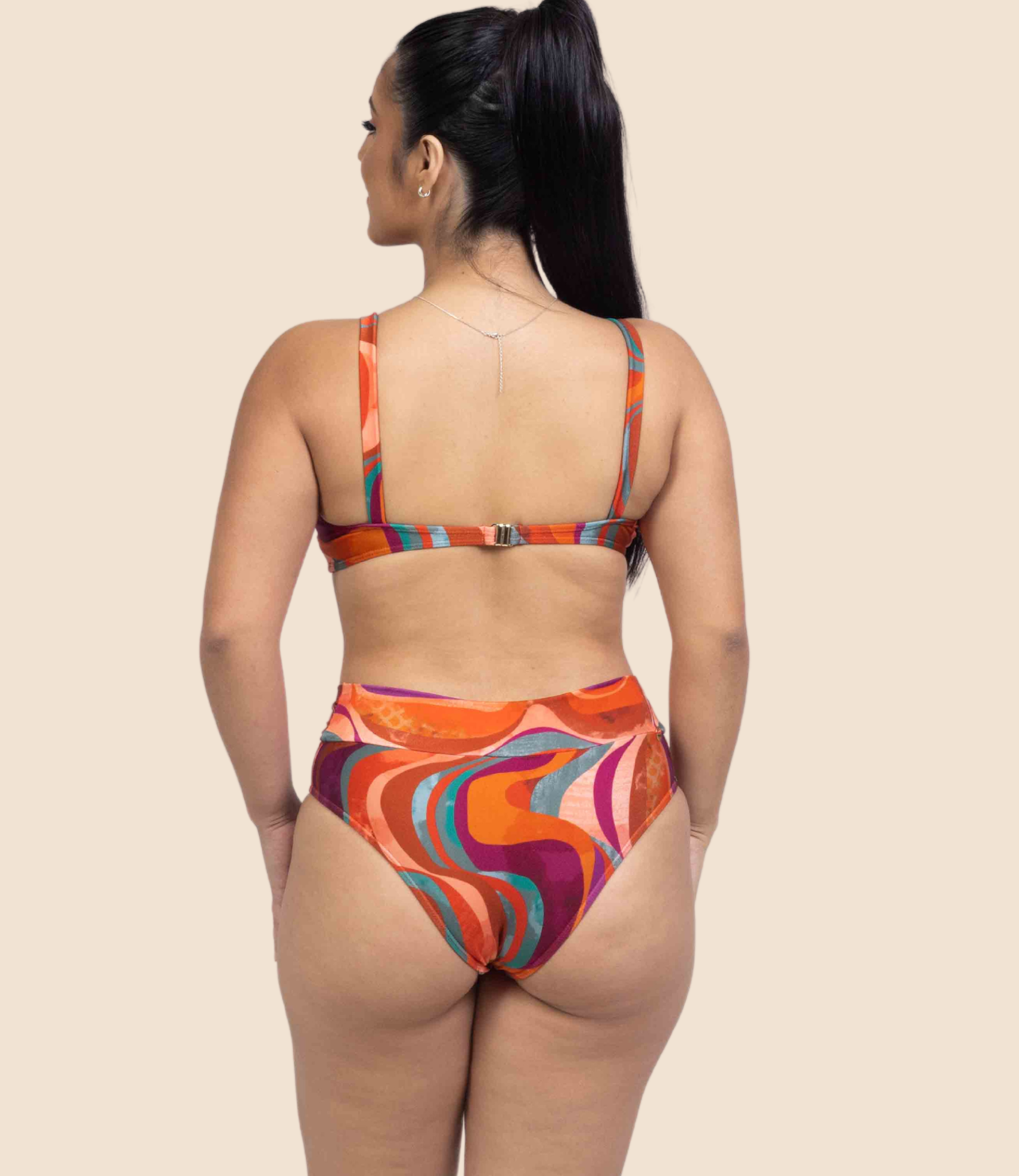 Top Meia Taça Estampado Manoella +Calcinha Hot Pants Estampada Betina