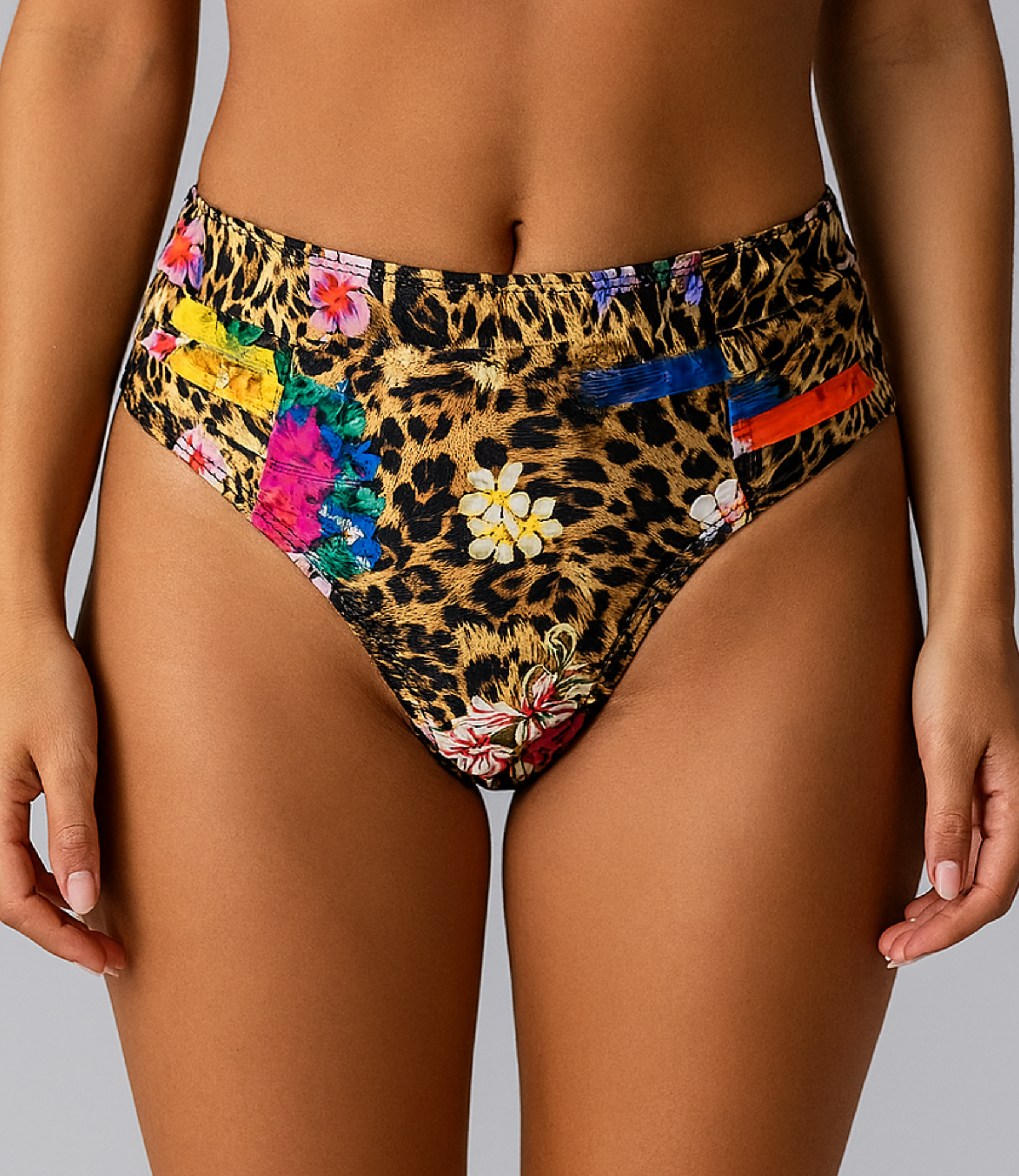 Calcinha Alta Drapeada Estampada