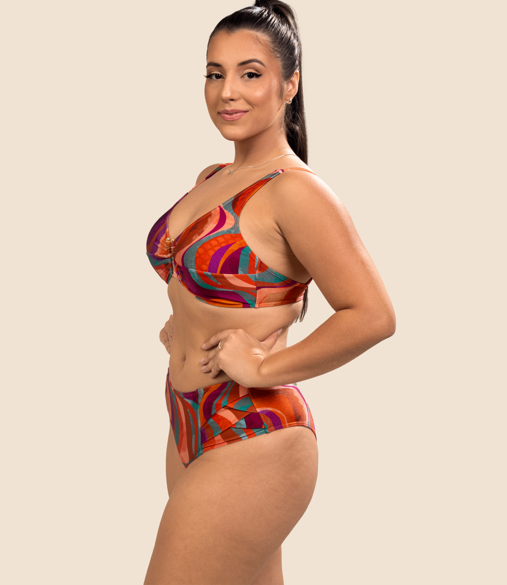 Top Triangulo Estampado Zoe + Calcinha De Biquini Estampada Brisa