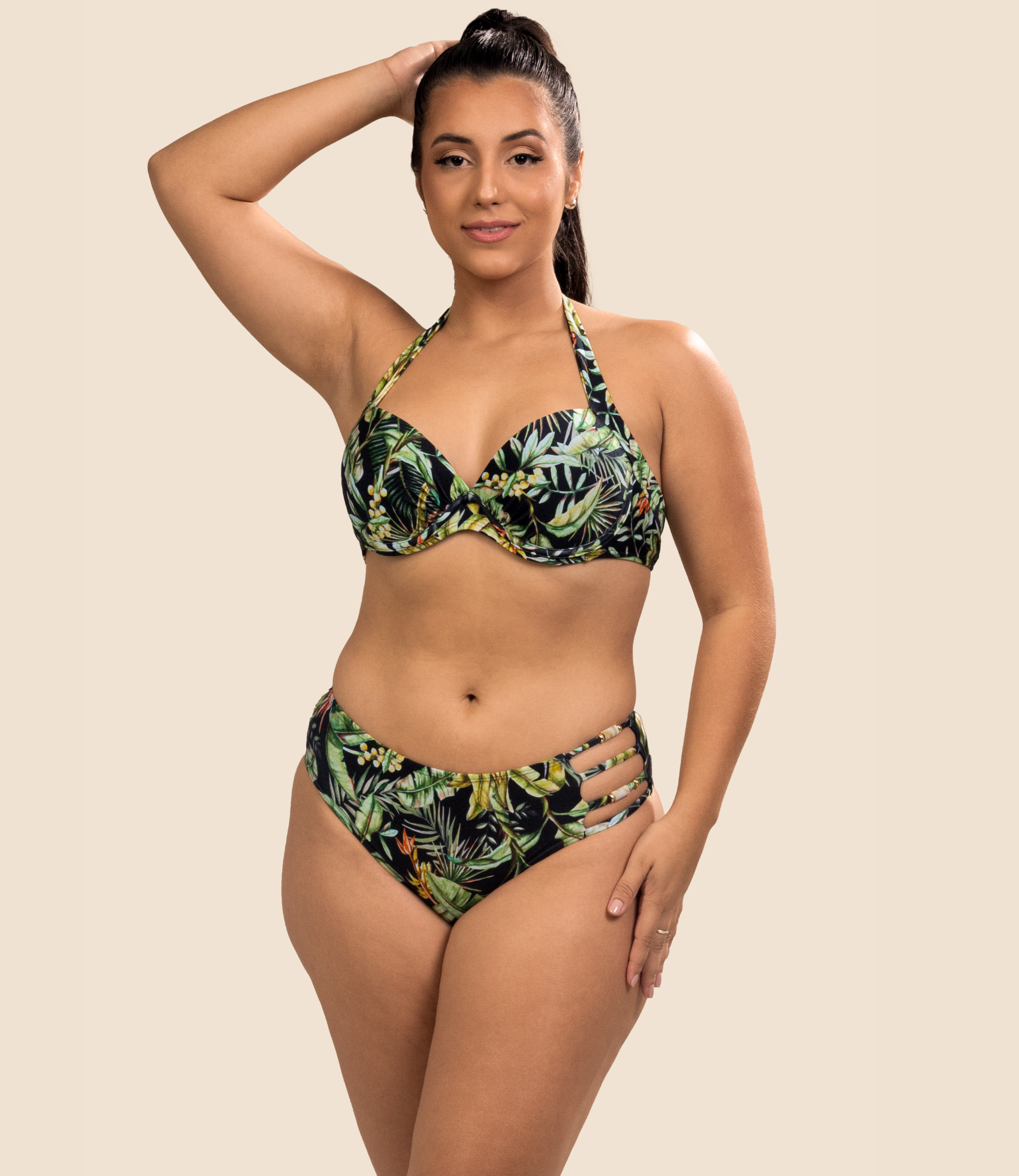 Top Meia Taça Estampado Jéssica + Calcinha De Biquini Estampada Melissa