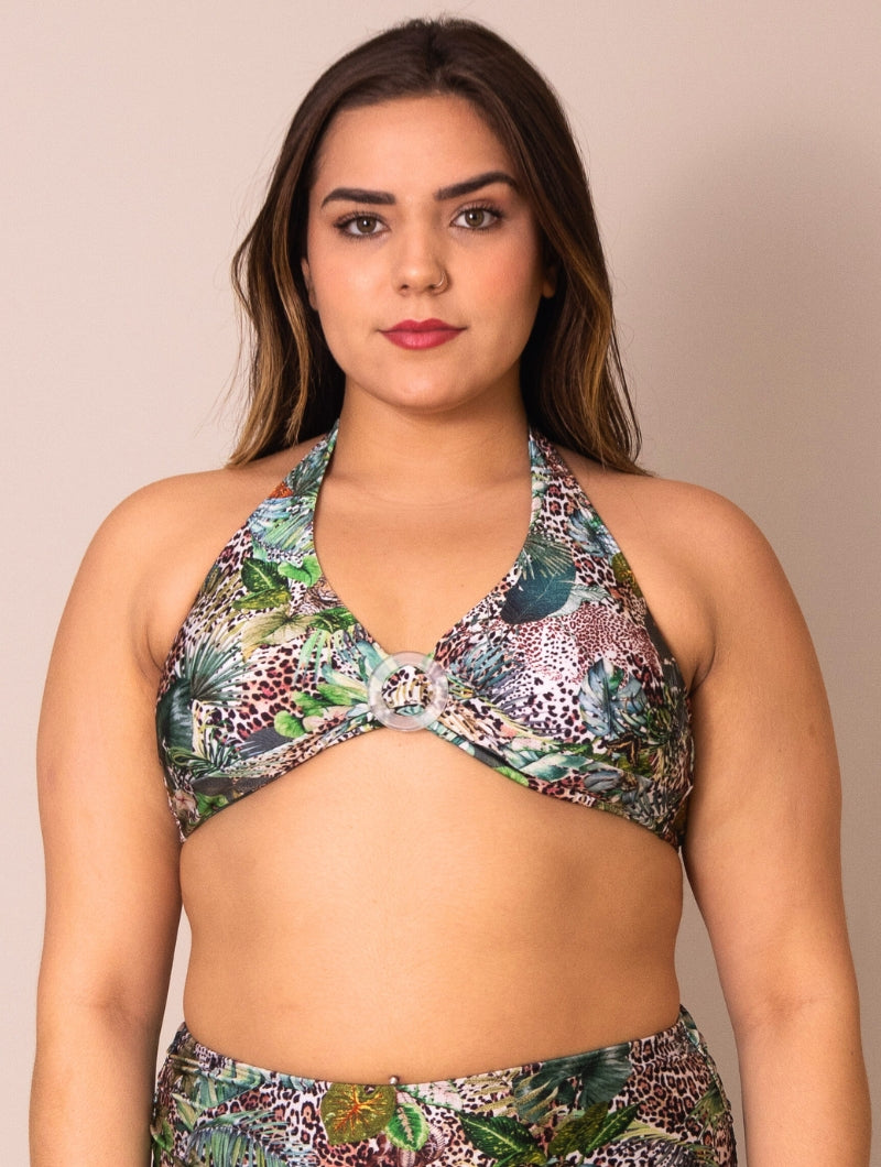 Top De Biquíni Argola Frontal Estampado Ana
