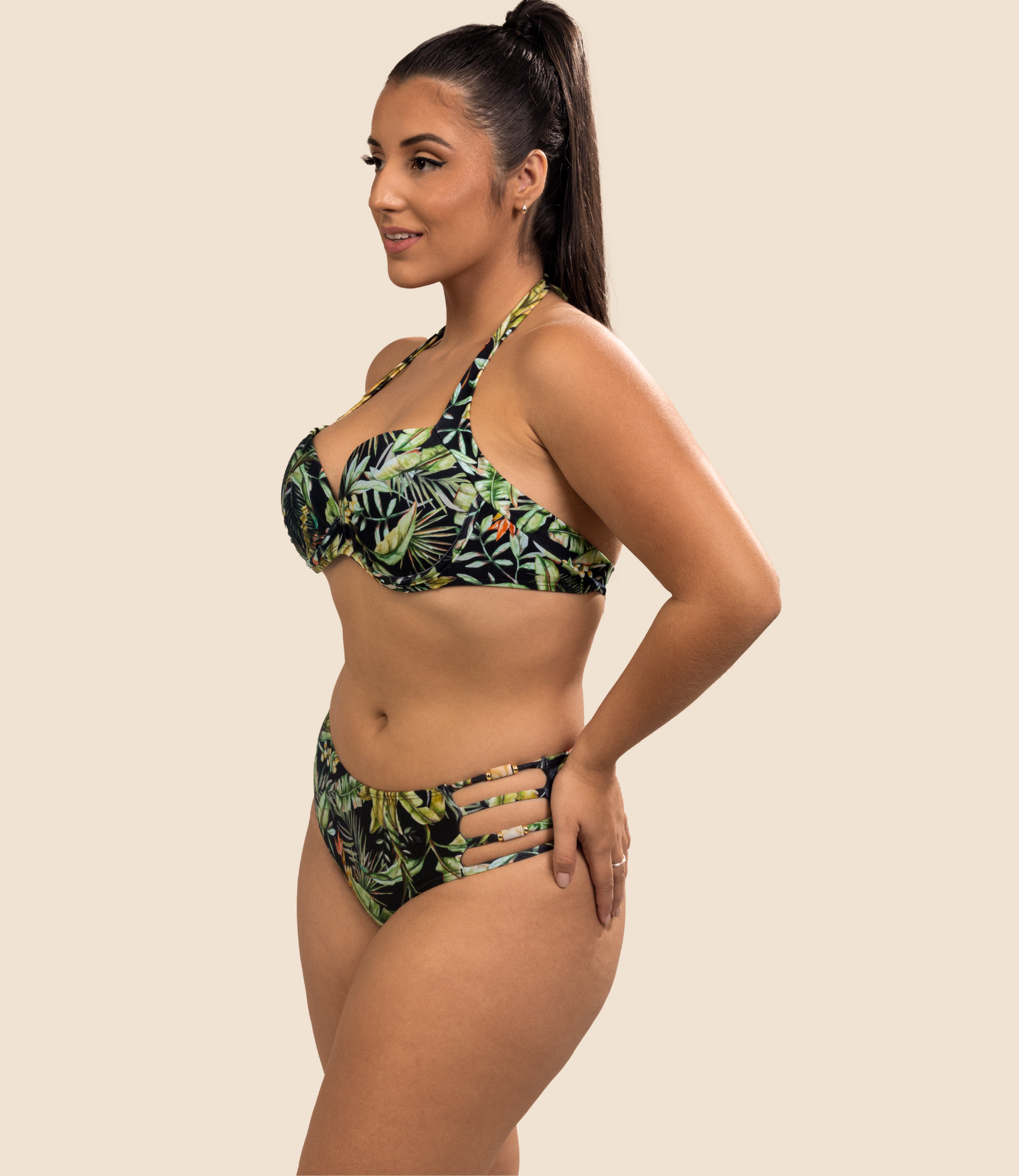 Top Meia Taça Estampado Jéssica + Calcinha De Biquini Estampada Melissa