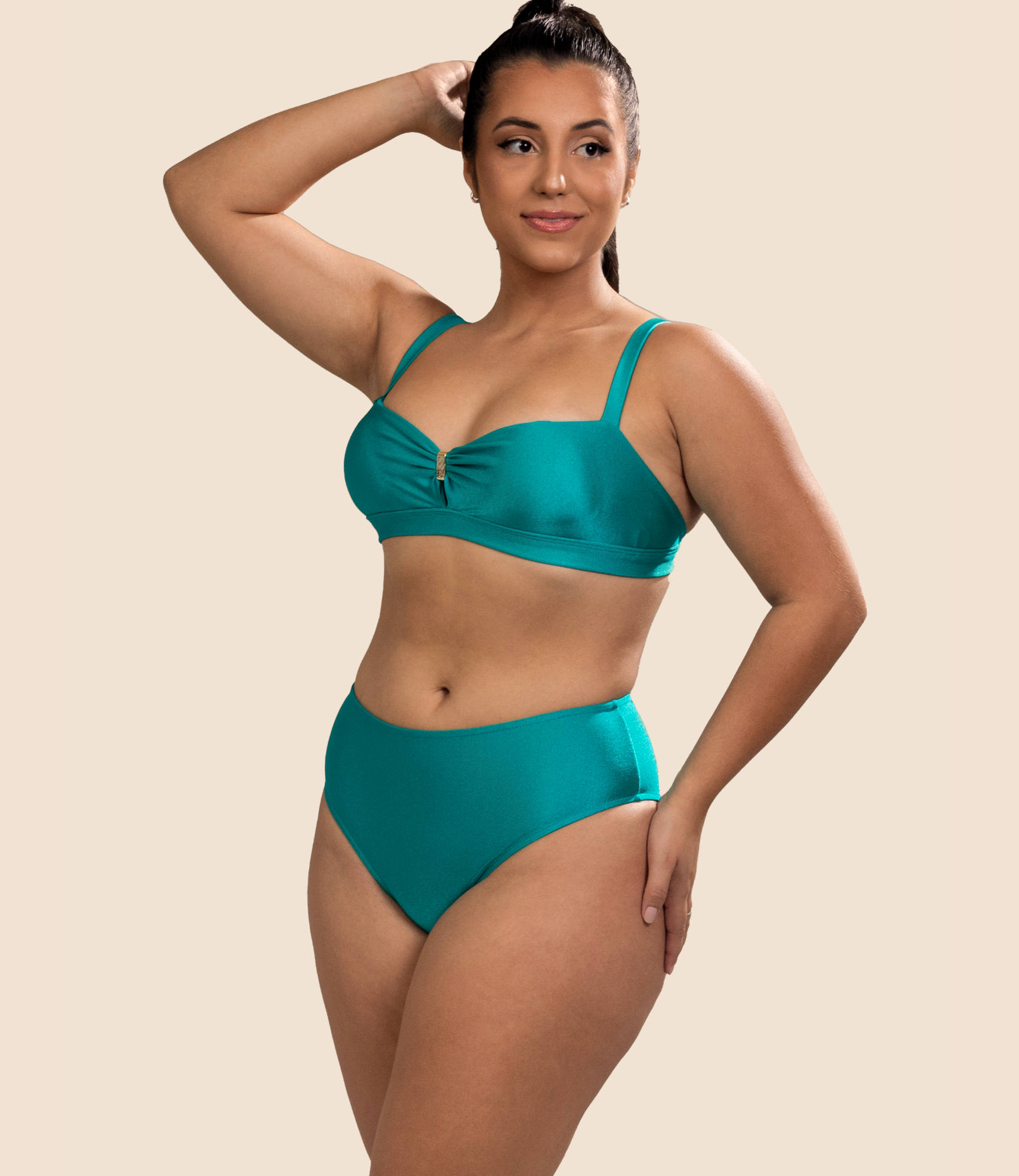 Top Faixa Liso Antonella + Calcinha De Biquini Hot Pants Lisa Alice