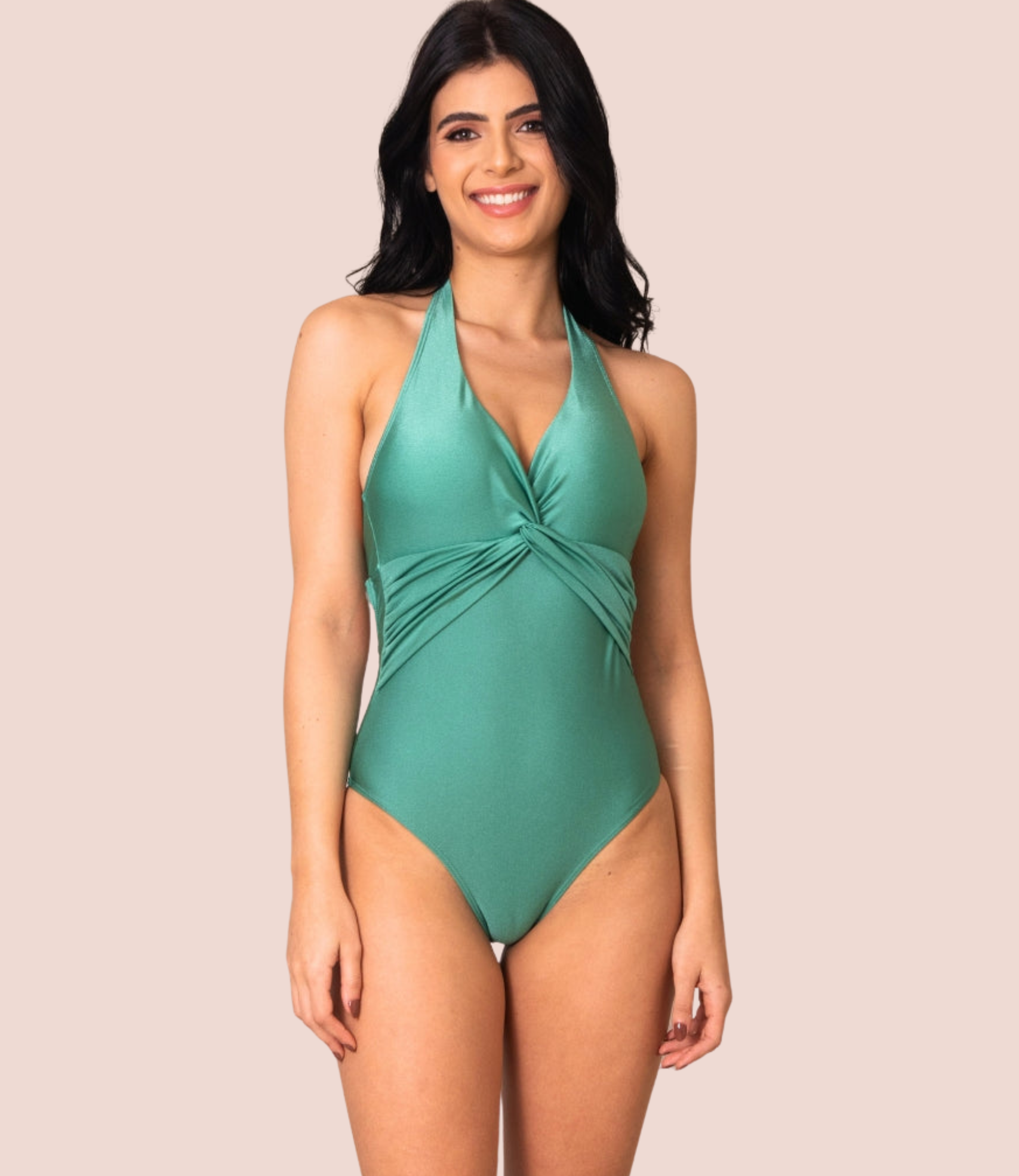 Maiô Moda Praia Decote E Nó Frontal Sarah