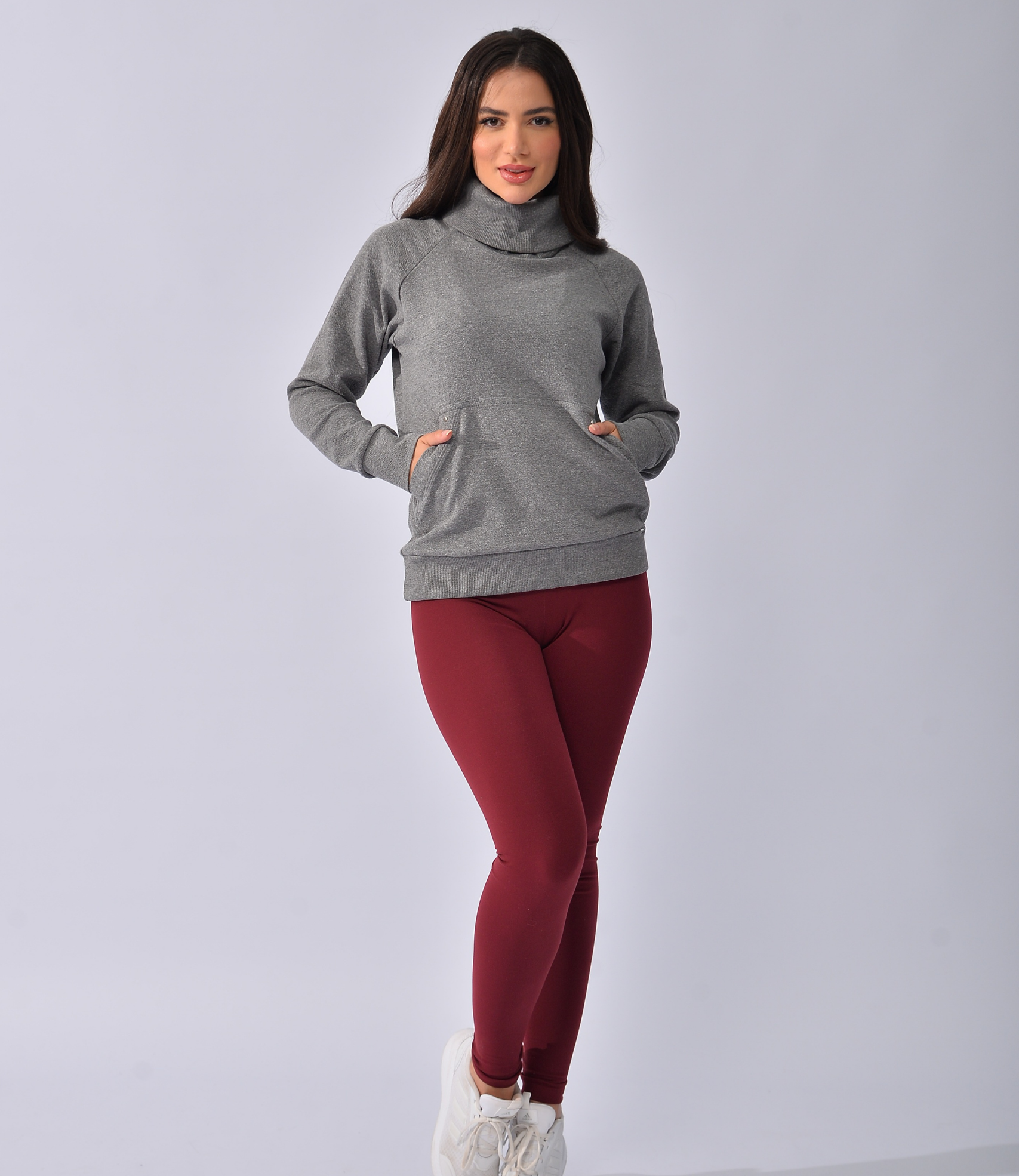 Blusa de Moletom Gola Alta + Calça Legging Suplex