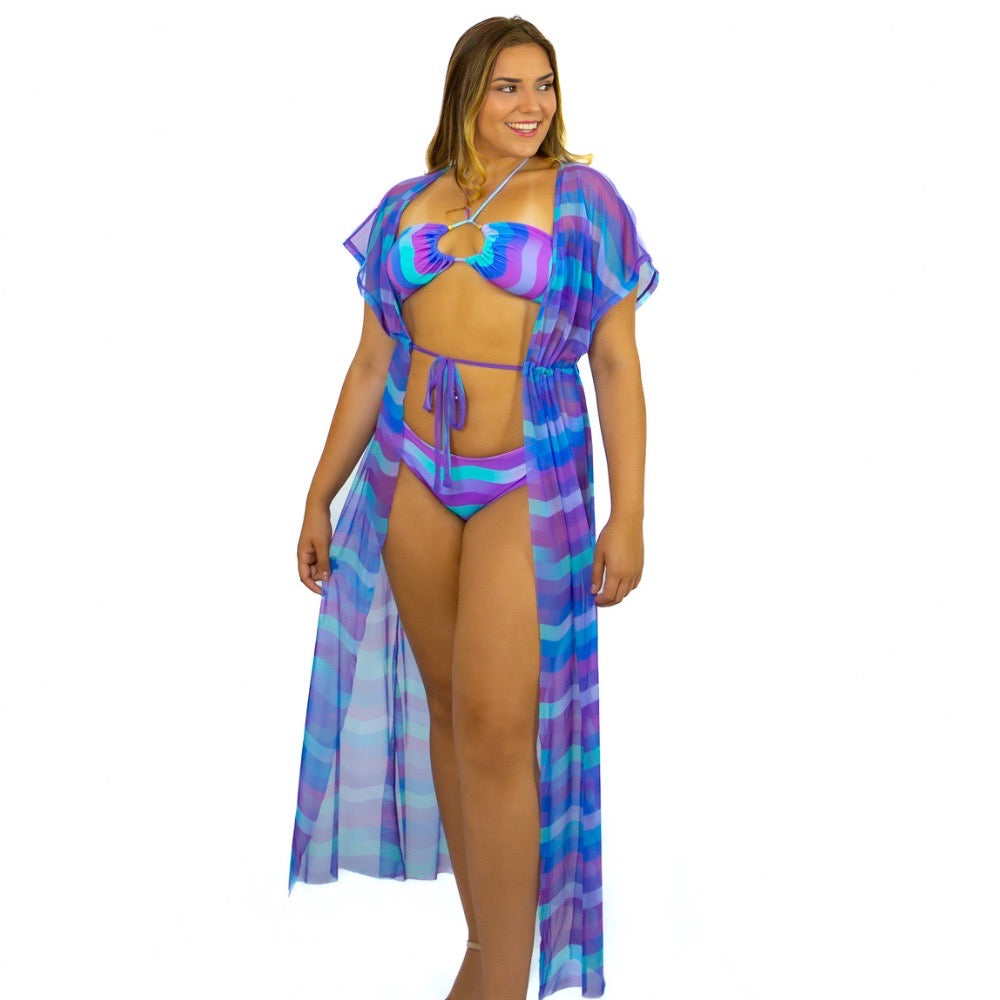 Saída De Praia Estampada Em Tecido Tule Louise