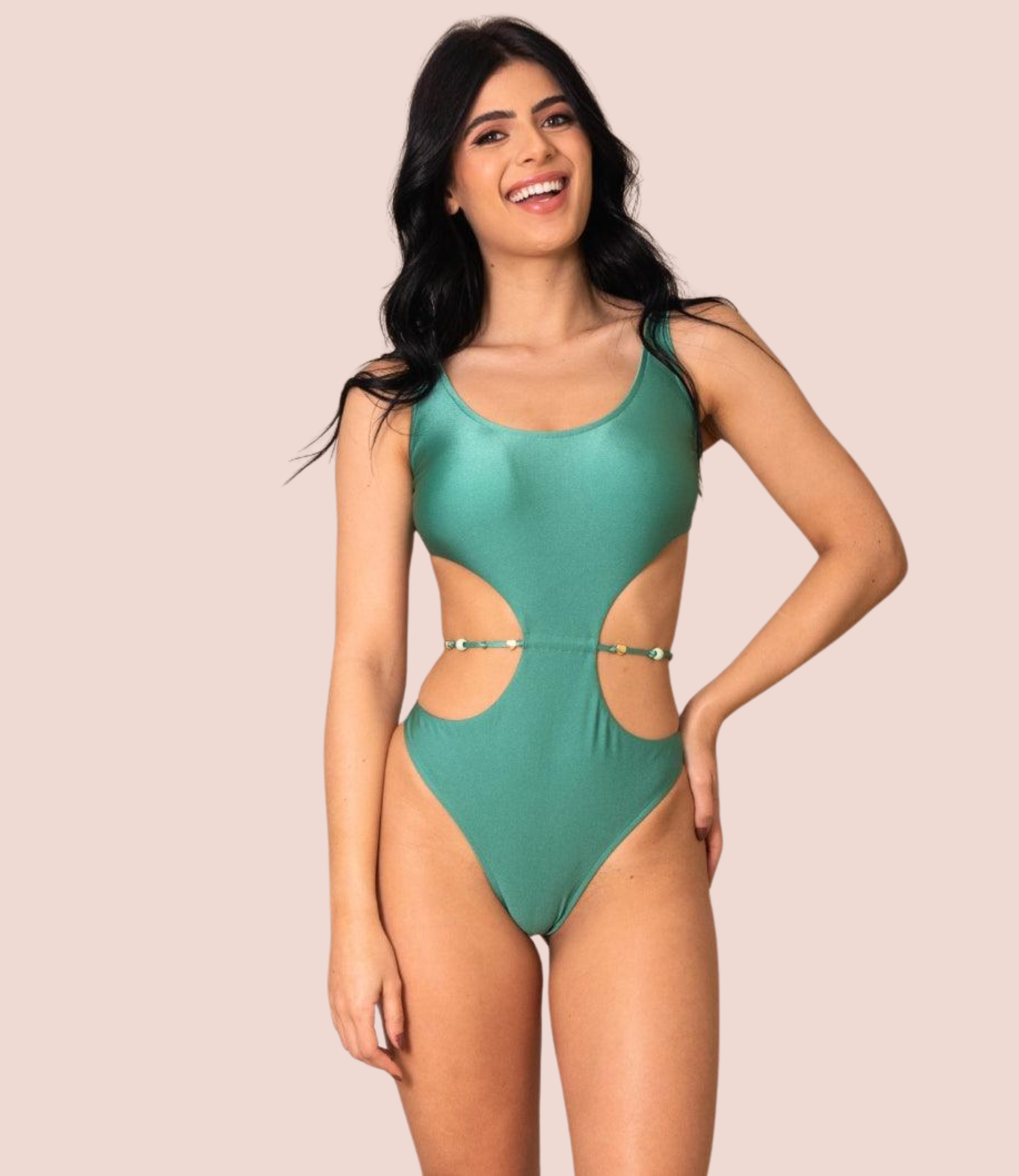 Maiô Moda Praia Amarração Cintura E Decote Arredondado Luna