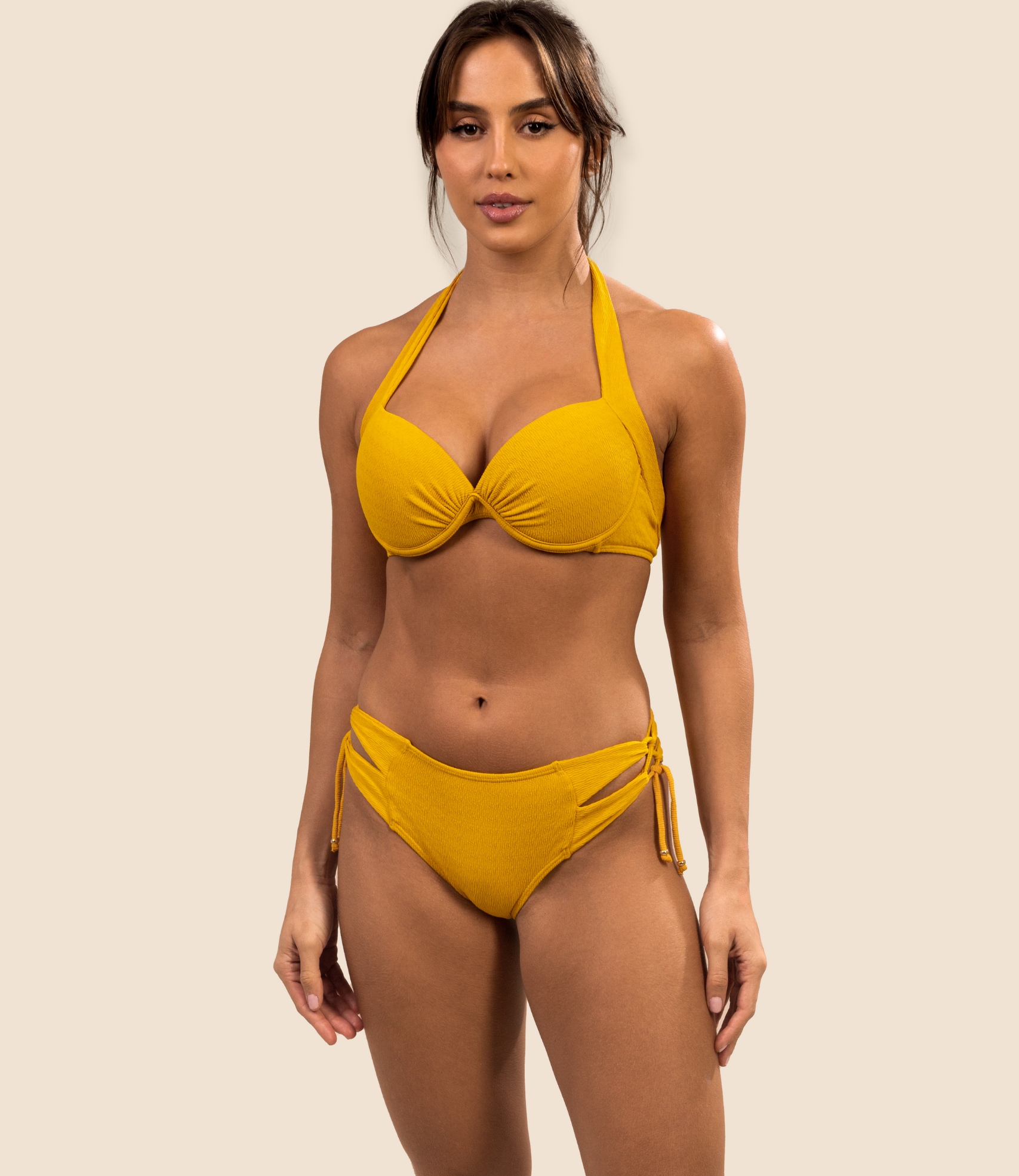 Top Meia Taça Texturizado Jéssica+Calcinha De Biquini Texturizada Celina