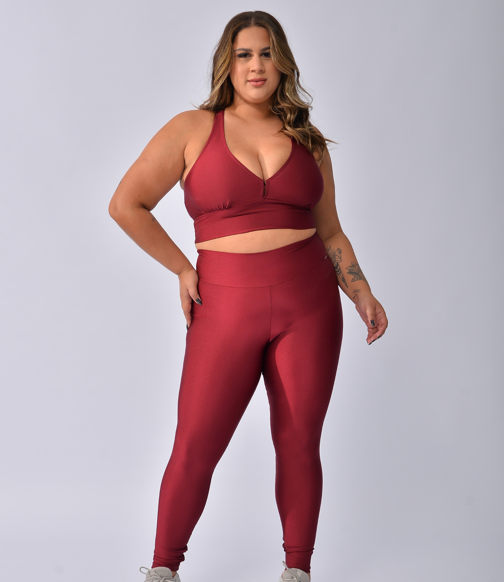 Top Fitness Costas Nadador + Calça Legging Lisa Triloba