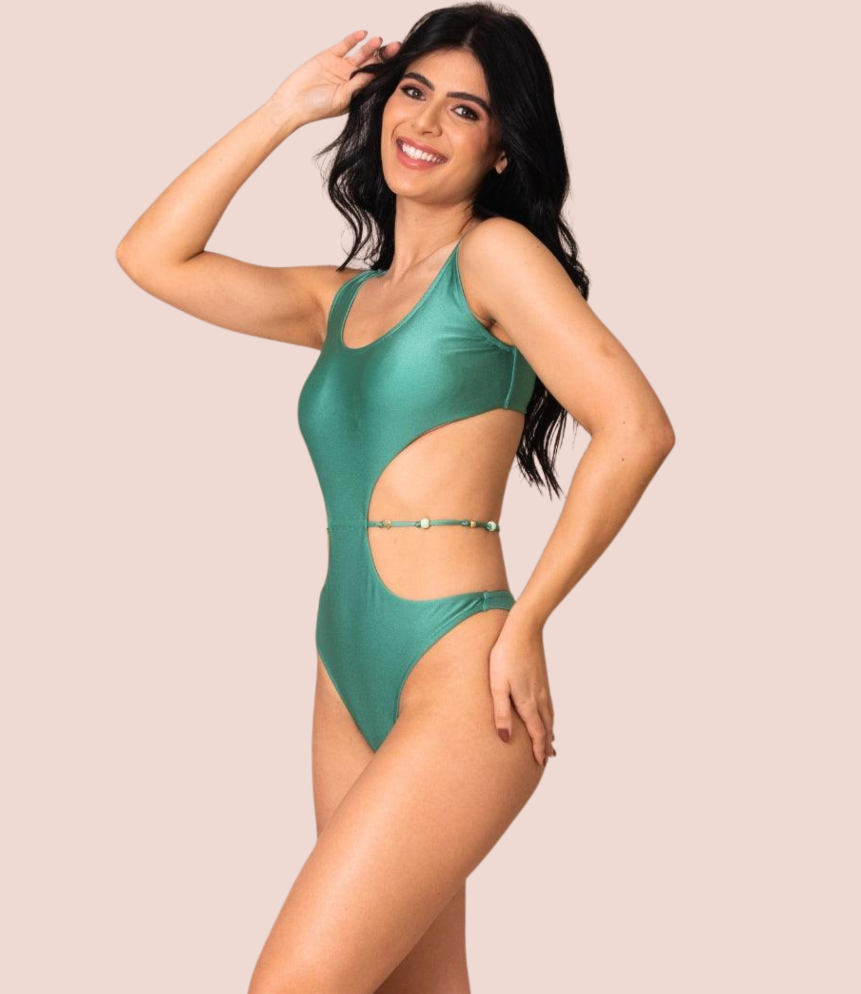 Maiô Moda Praia Amarração Cintura E Decote Arredondado Luna