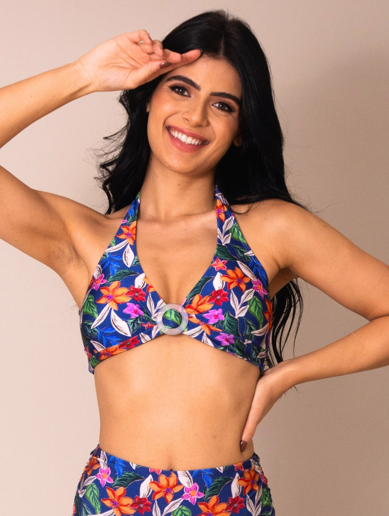 Top De Biquíni Argola Frontal Estampado Ana