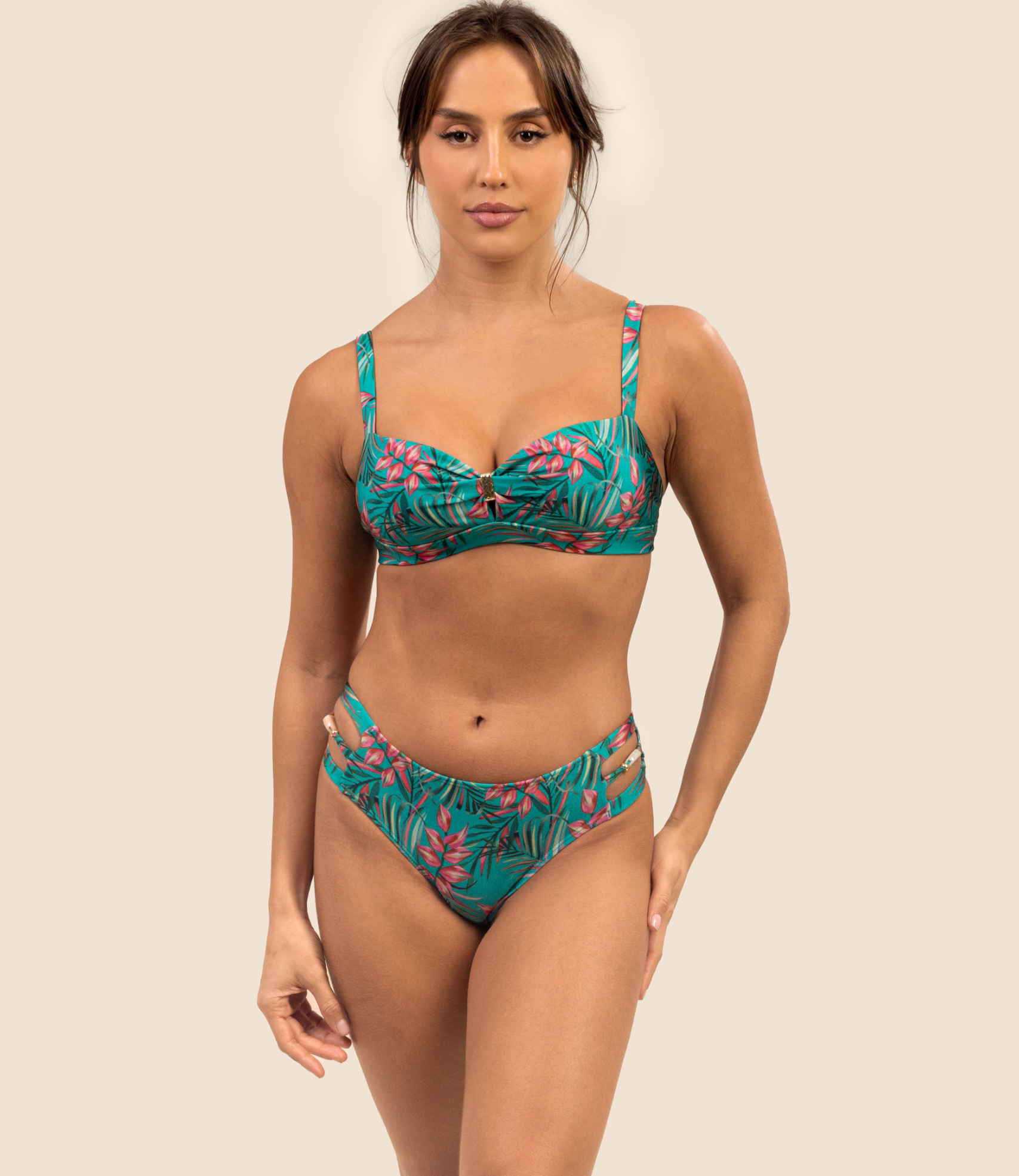 Top Faixa Estampado Antonella + Calcinha De Biquíni Estampada Danielle