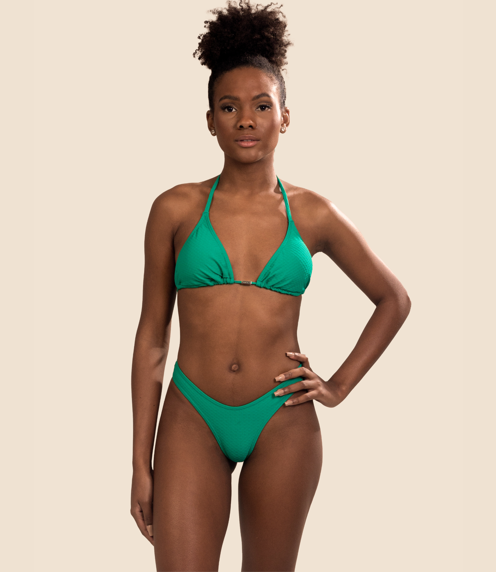 Top cortininha texturizado Maya + Calcinha de biquíni texturizada Camilly