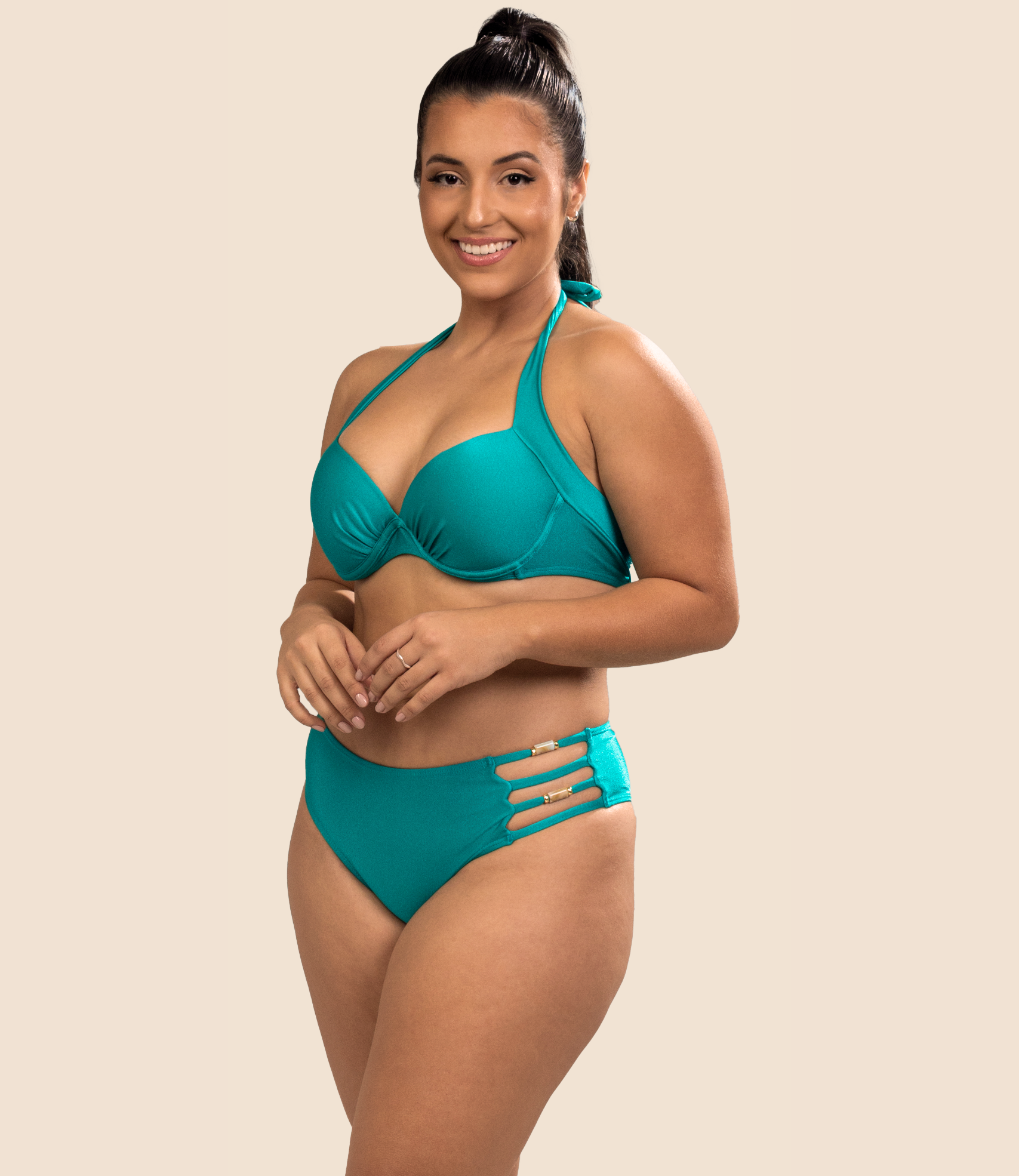 Top Meia Taça Liso Jéssica + Calcinha De Biquini Lisa Melissa