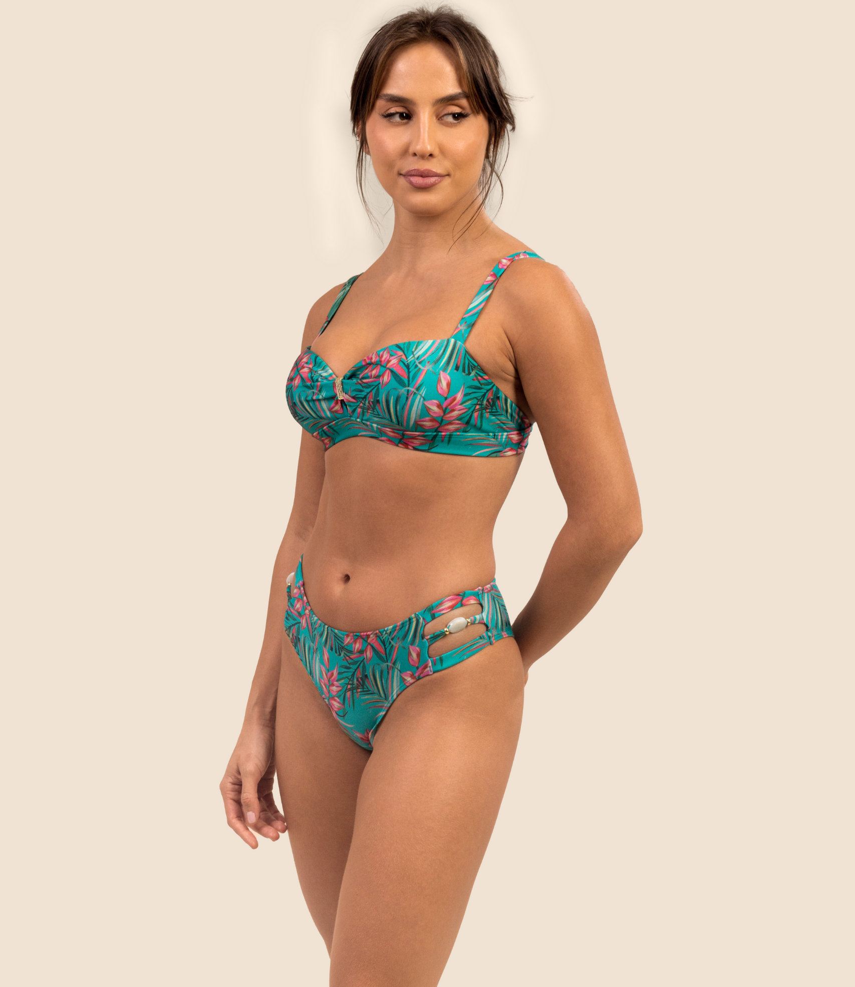 Top Faixa Estampado Antonella + Calcinha De Biquíni Estampada Danielle