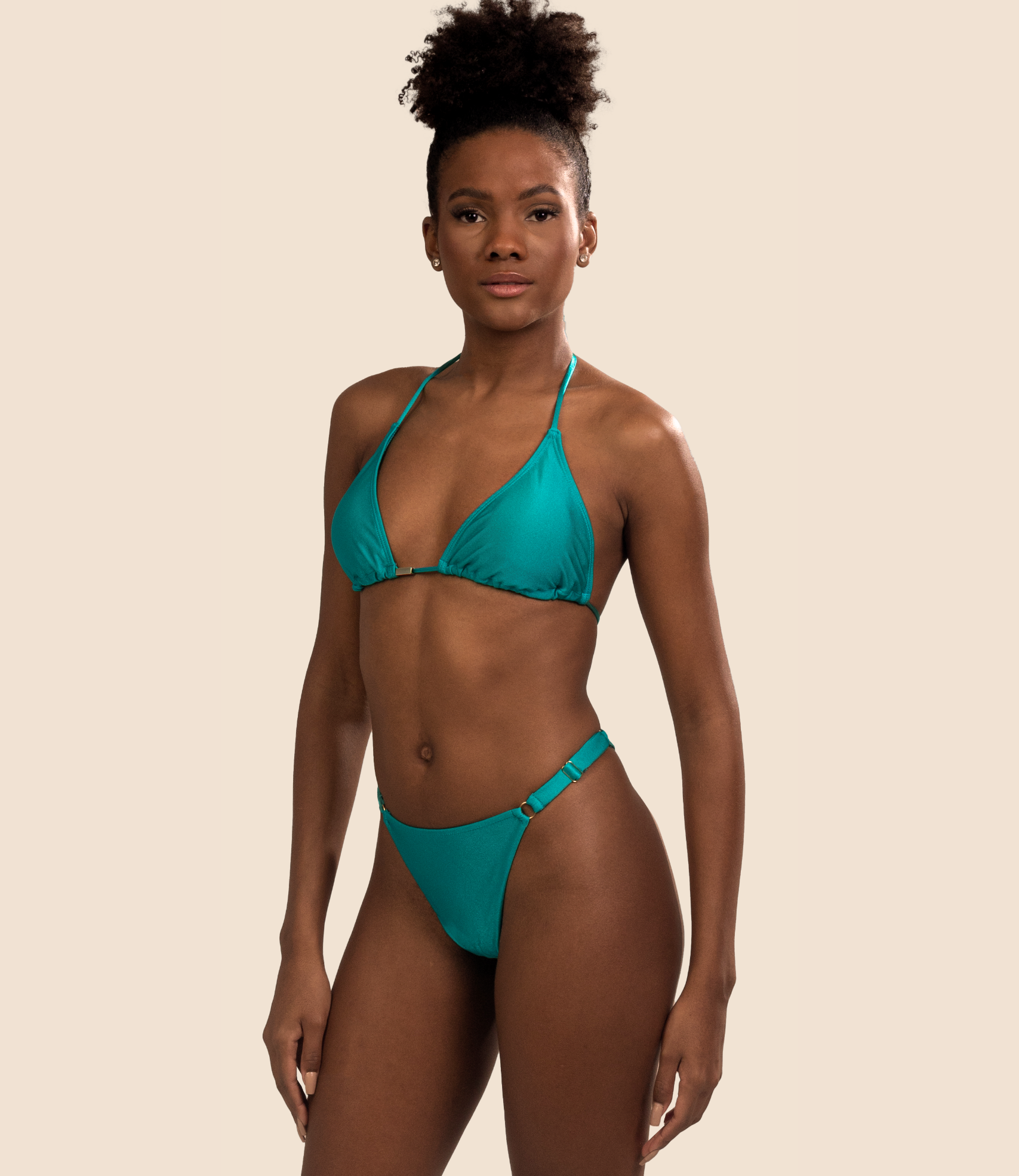Top Cortininha Liso Maya+ Calcinha Lisa Lateral Estreita Mel