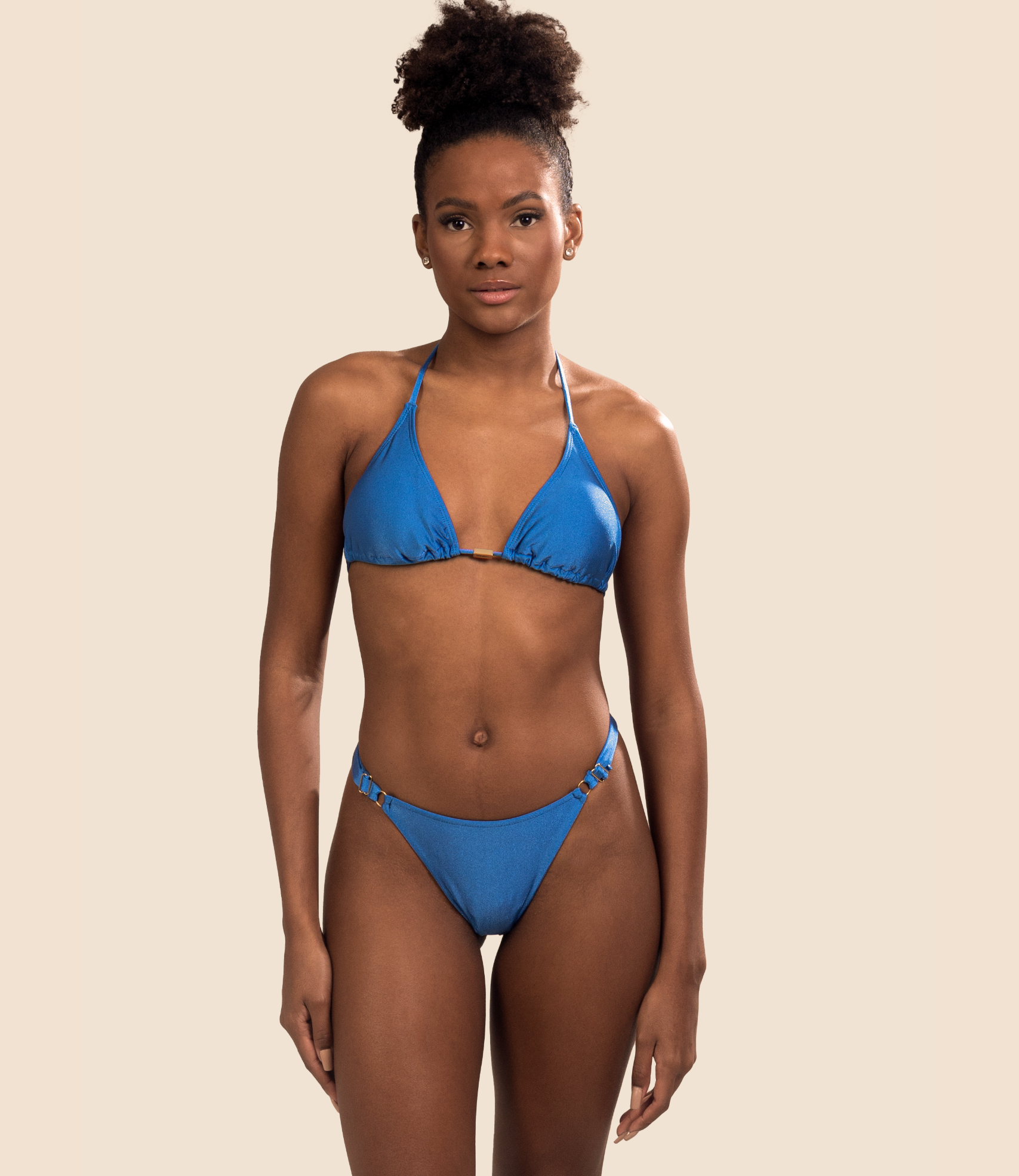 Top Cortininha Liso Maya + Calcinha Lisa Lateral Estreita Mel
