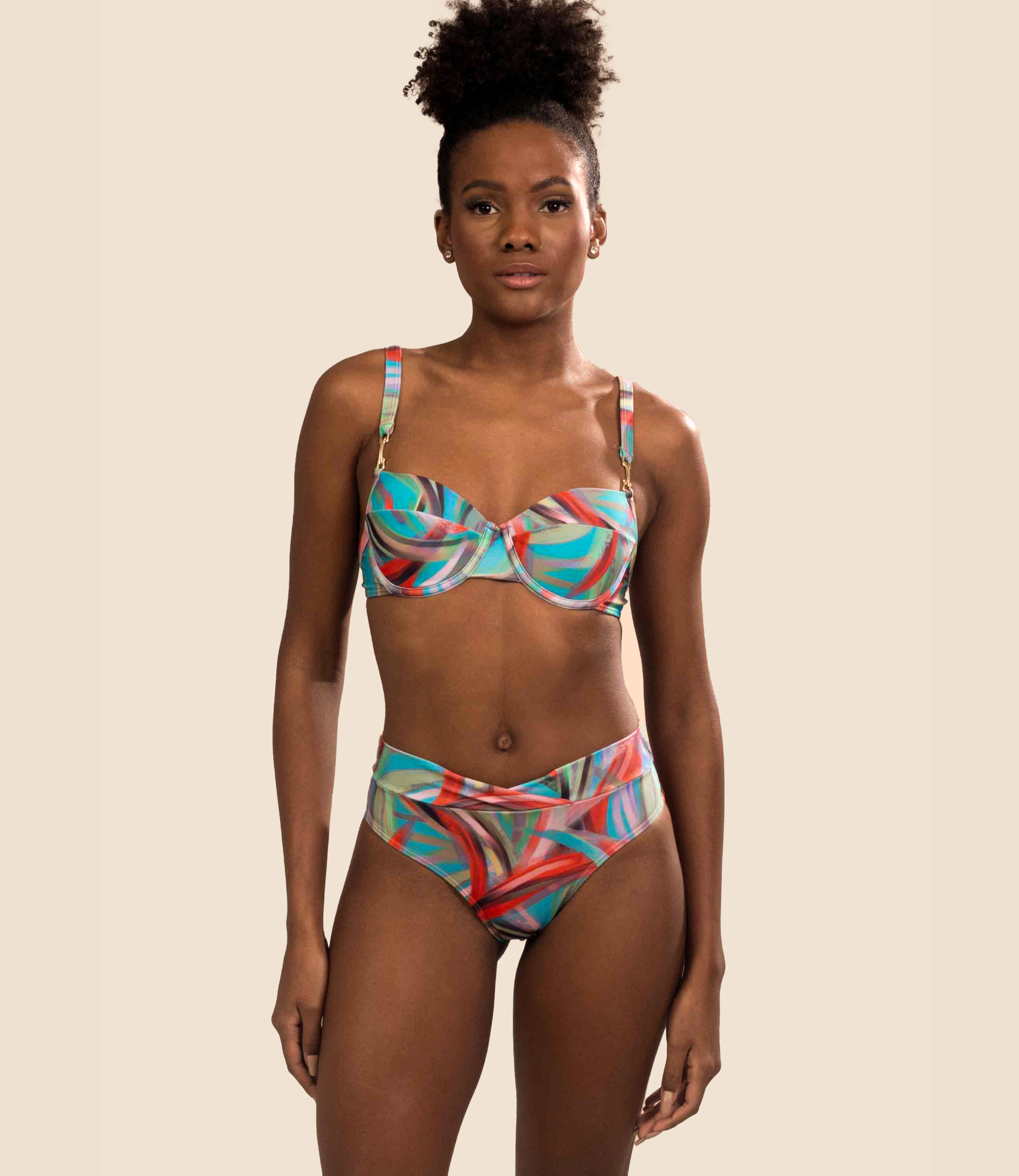 Top Meia Taça Estampado Cléo + Calcinha Hot Pants Estampada Martina