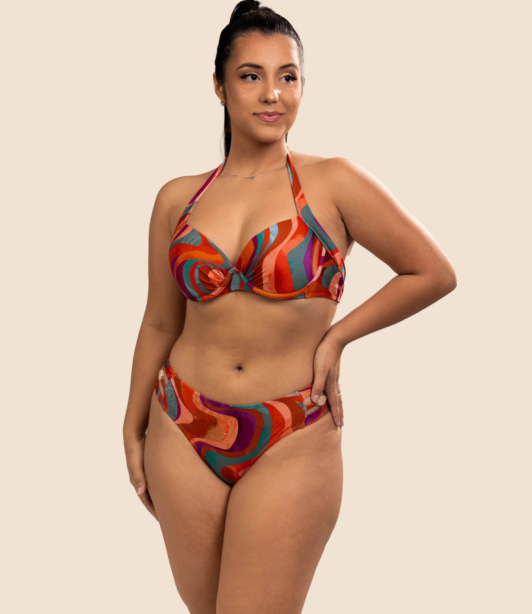 Top Meia Taça Estampado Jéssica + Calcinha De Estampada Danielle