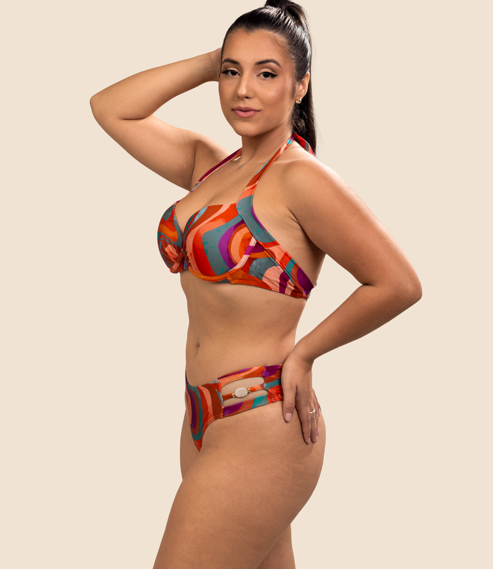 Top Meia Taça Estampado Jéssica + Calcinha De Estampada Danielle