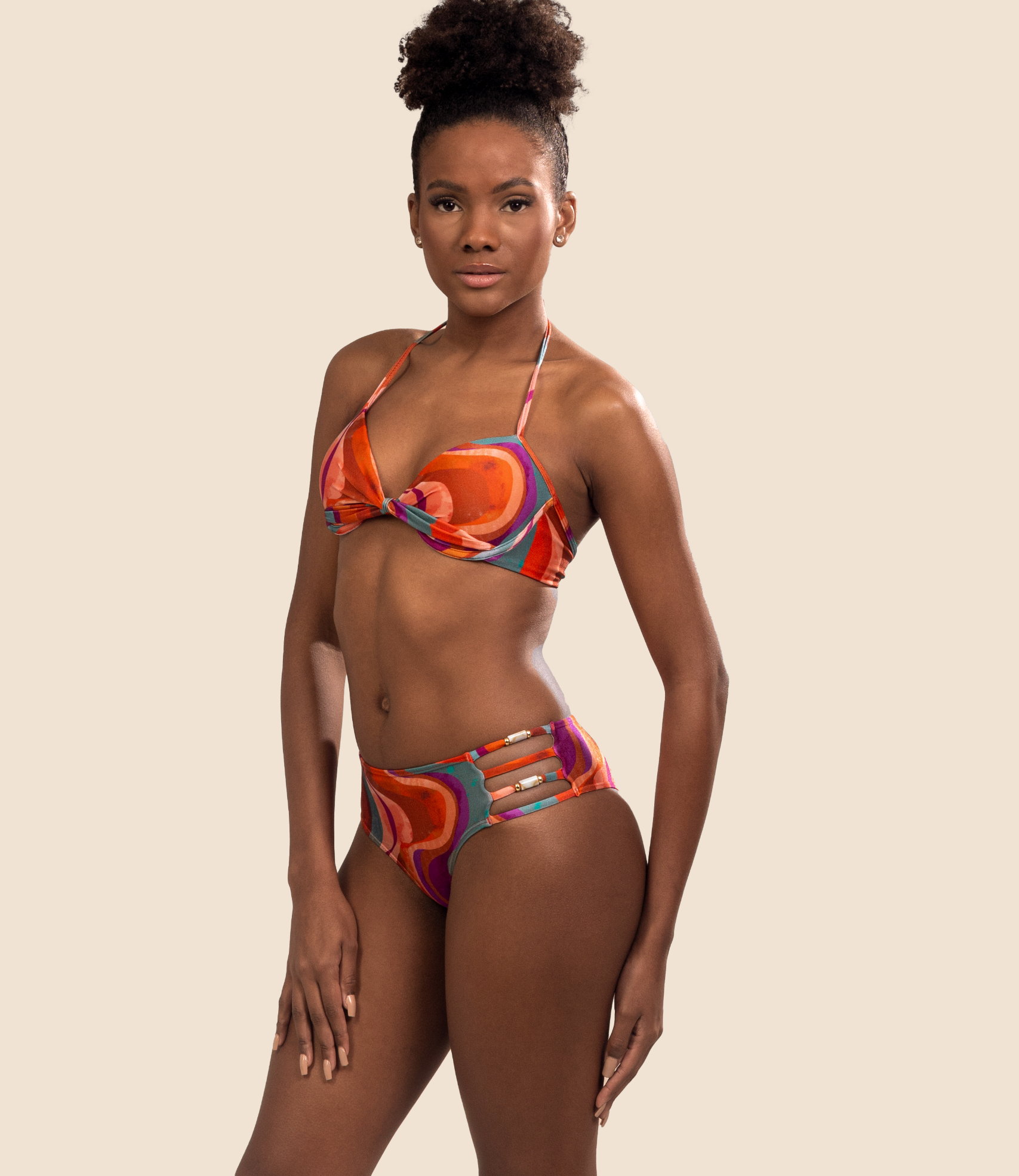 Top Meia Taça Estampado Mirela + Calcinha De Biquini Estampada Melissa
