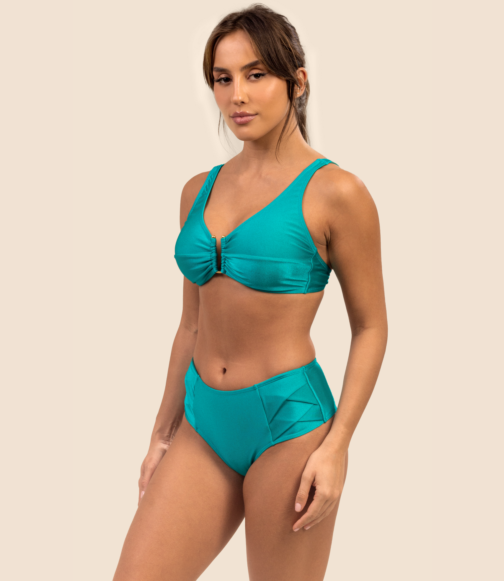 Top Triangulo Liso Zoe + Calcinha De Biquini Lisa Brisa