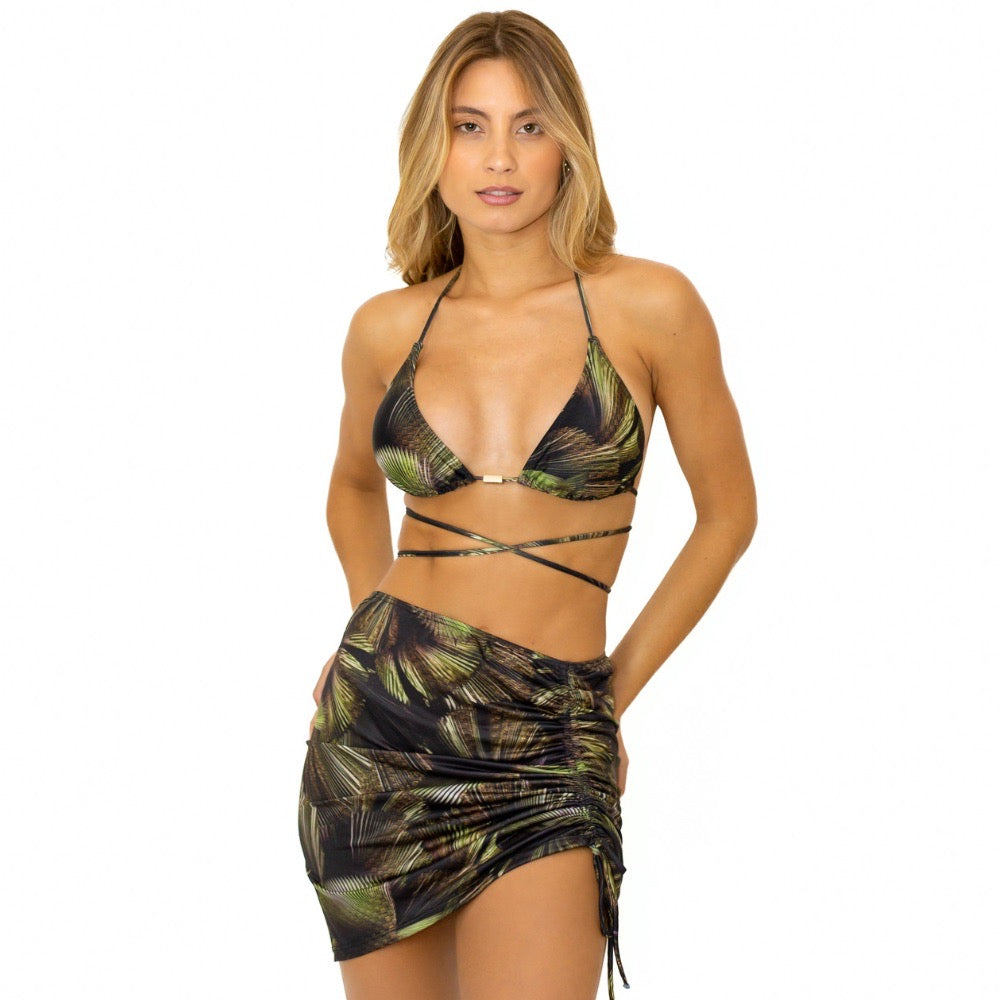 Saída De Praia Estampada Em Tule