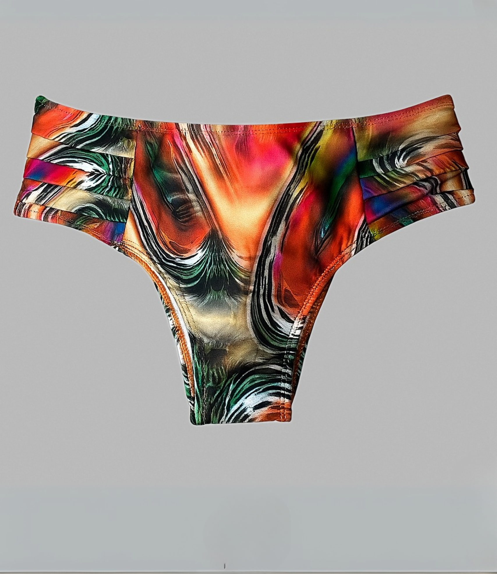 Calcinha Alta Drapeada Estampada