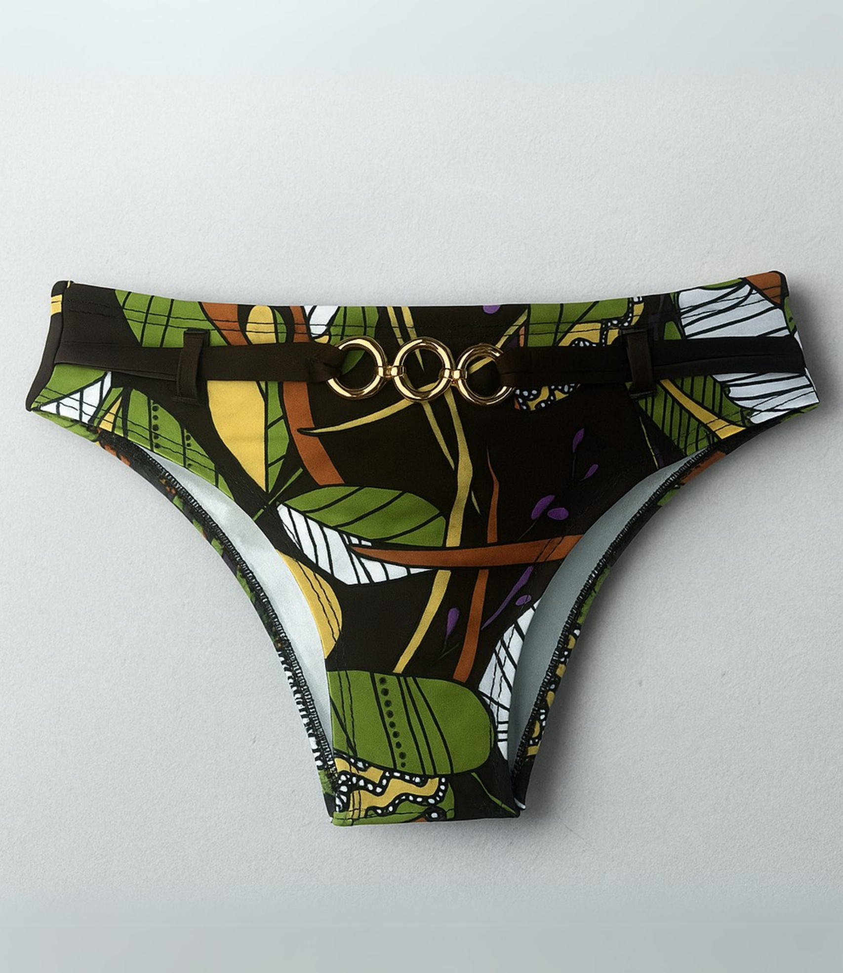 Calcinha de Biquíni com Argolas Estampada