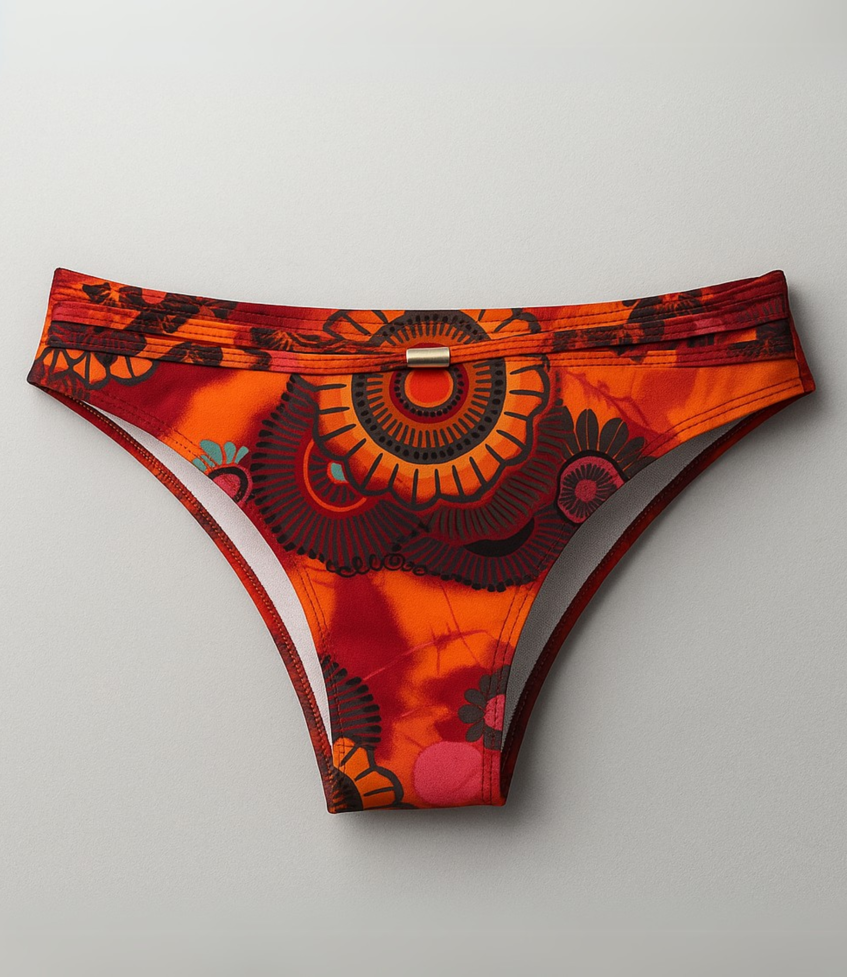 Calcinha de Biquíni com Argolas Estampada