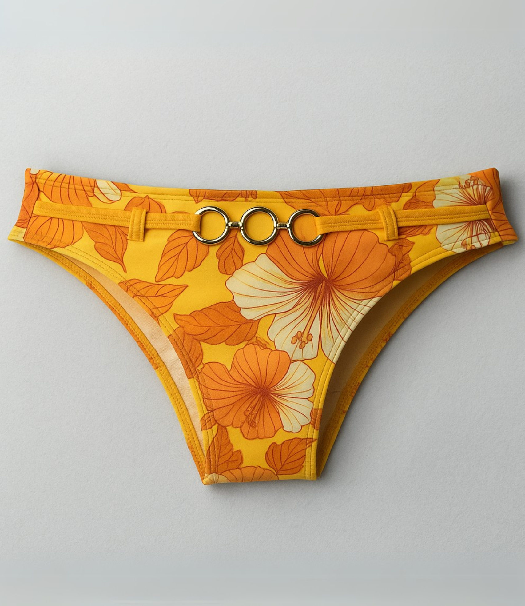 Calcinha de Biquíni com Argolas Estampada