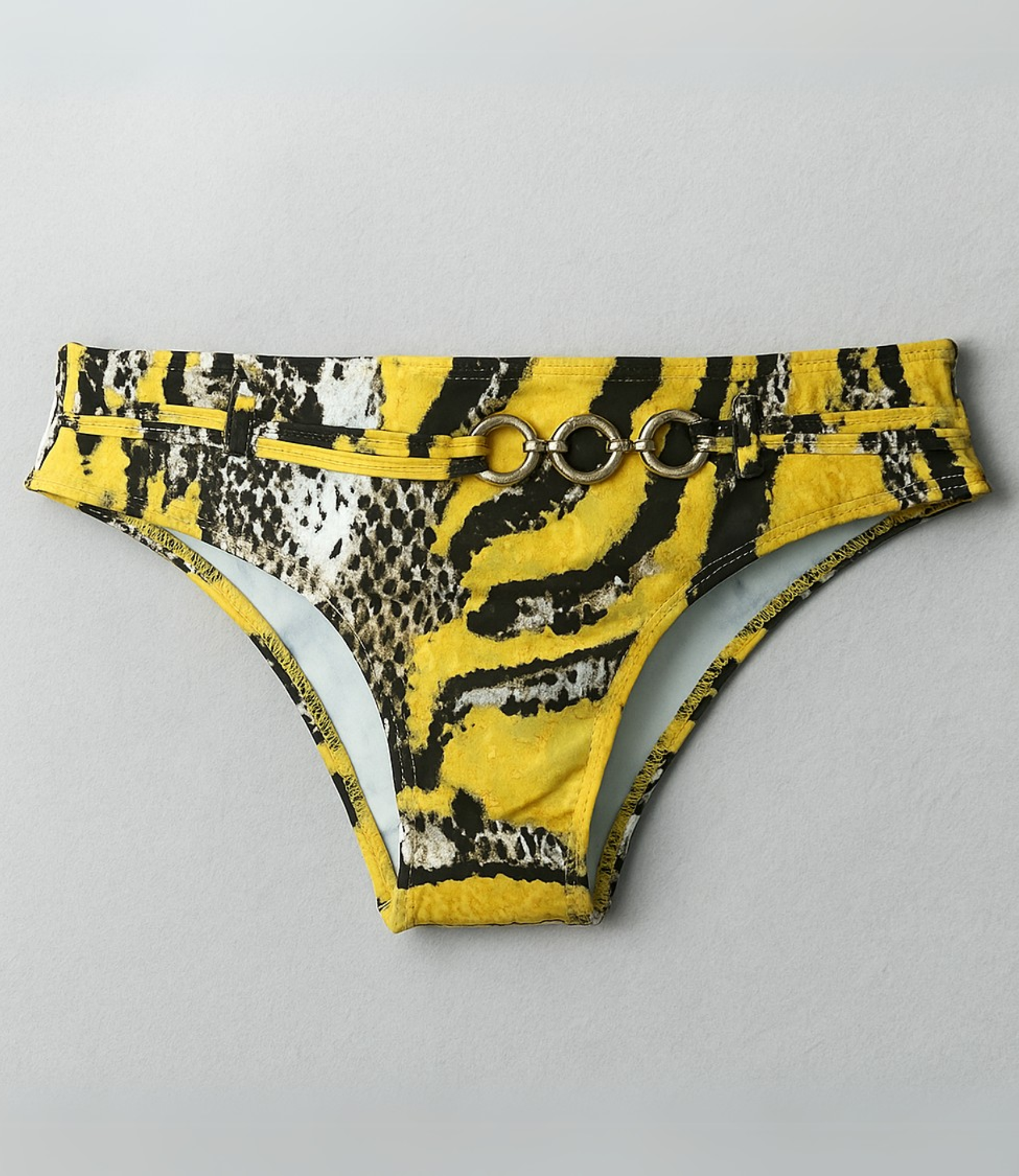 Calcinha de Biquíni com Argolas Estampada