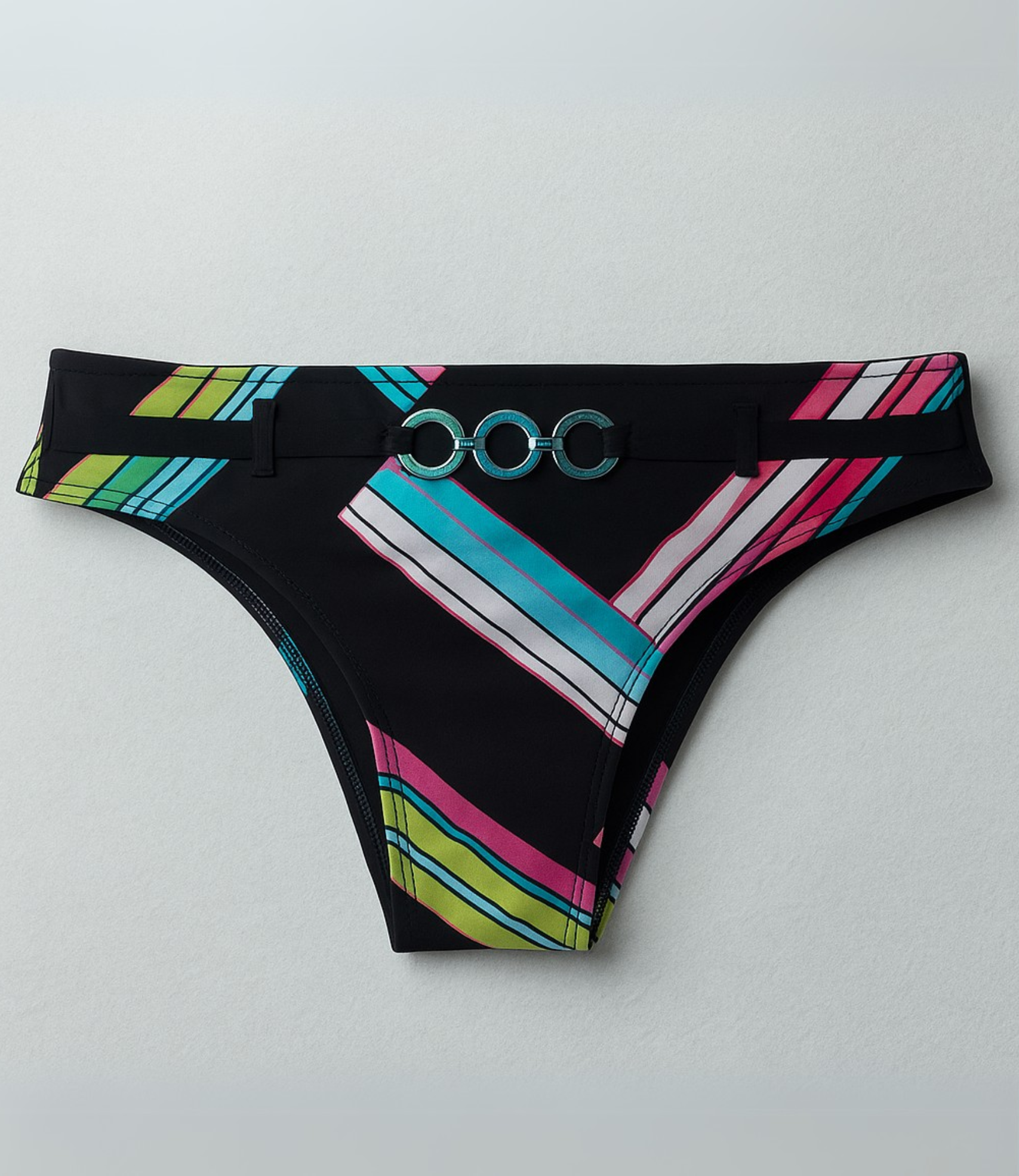 Calcinha de Biquíni com Argolas Estampada