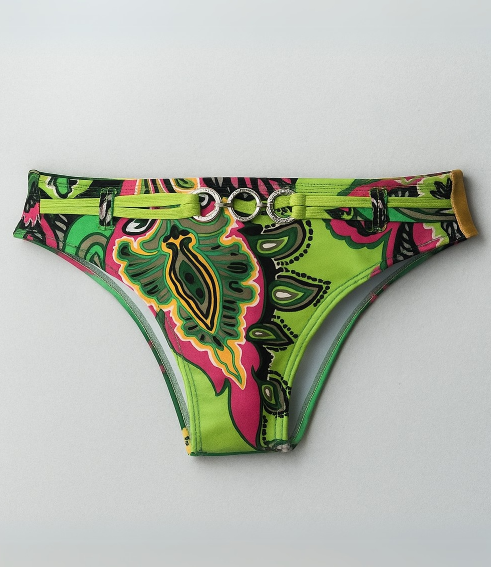 Calcinha de Biquíni com Argolas Estampada