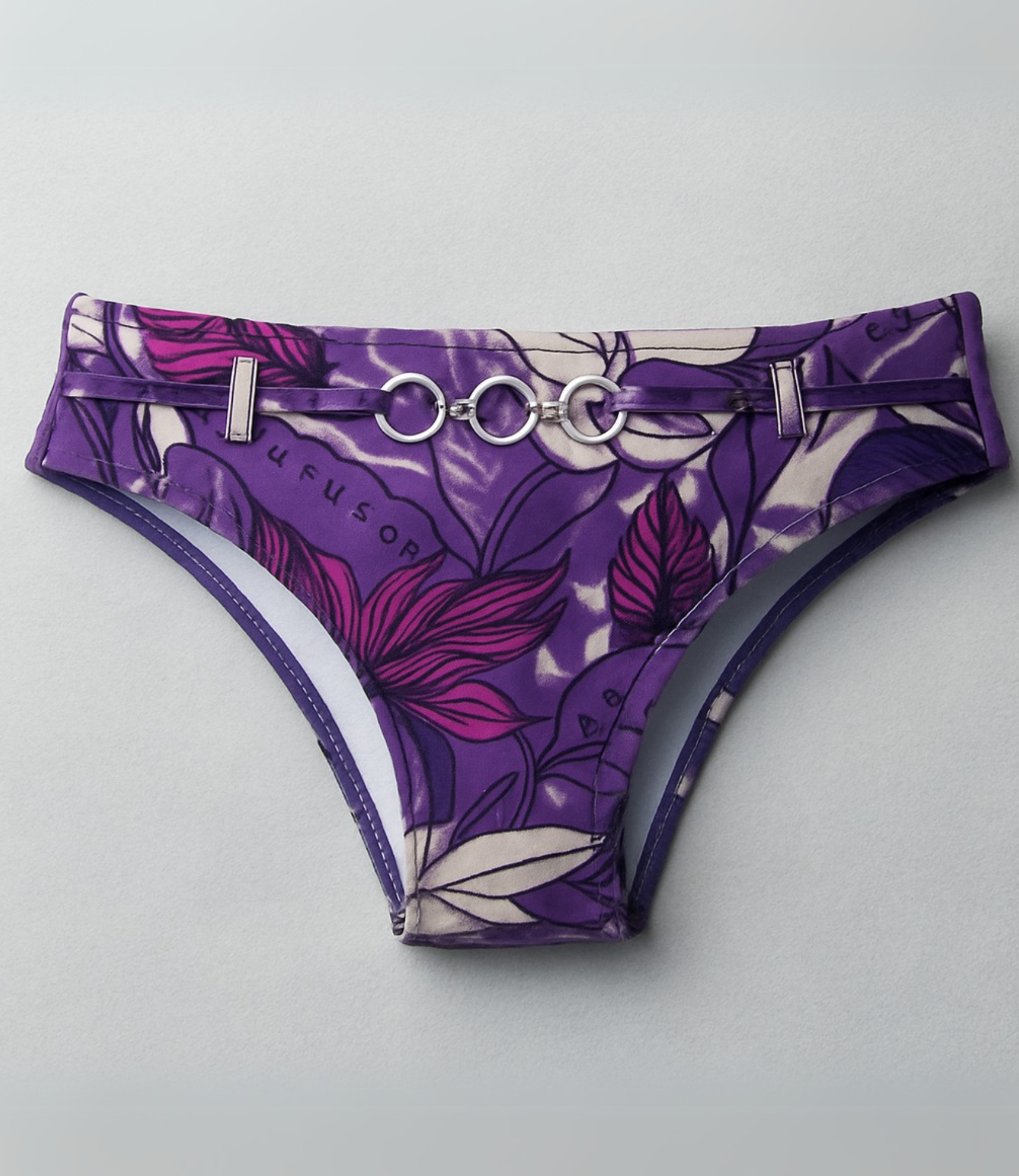 Calcinha de Biquíni com Argolas Estampada