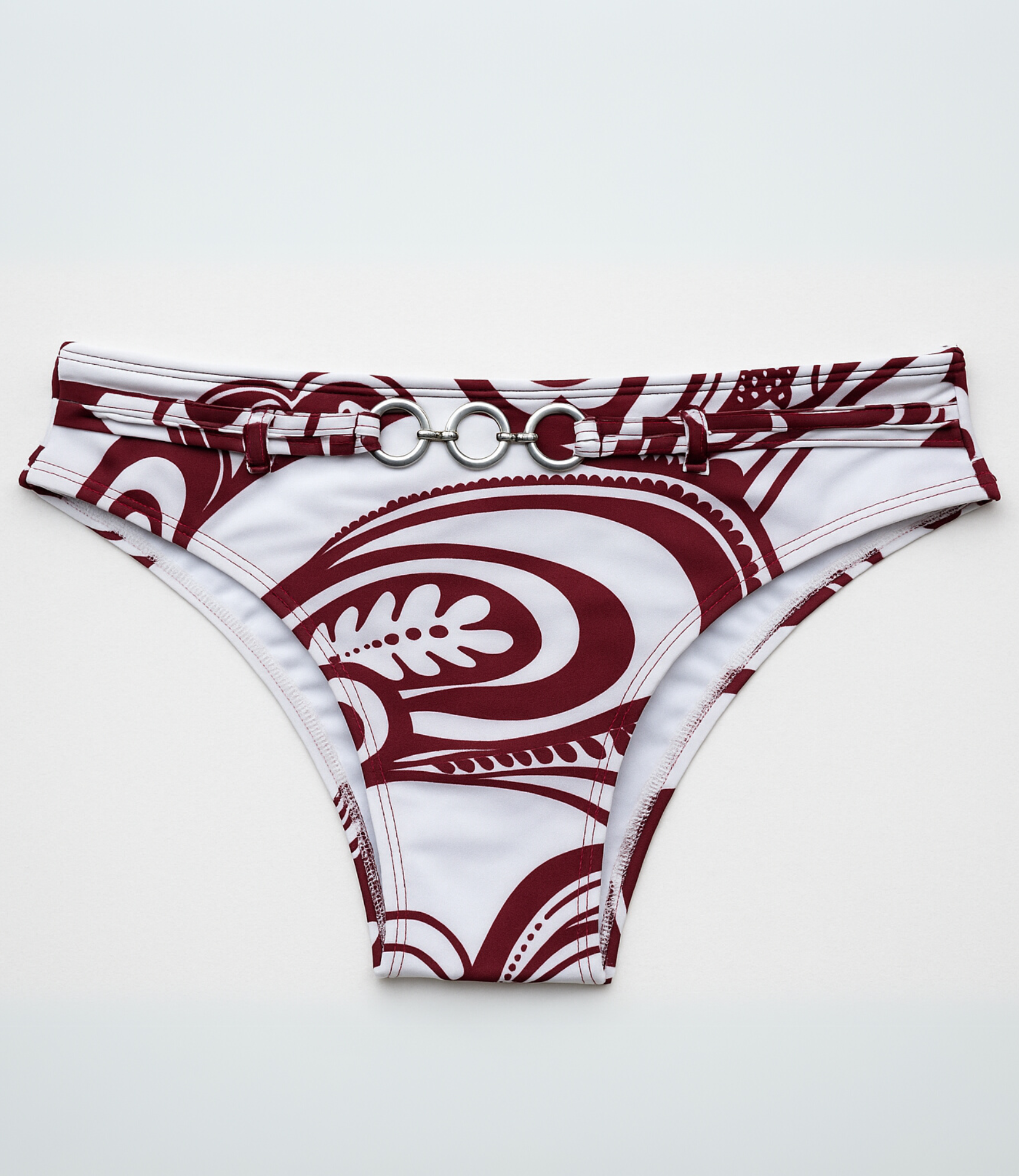 Calcinha de Biquíni com Argolas Estampada