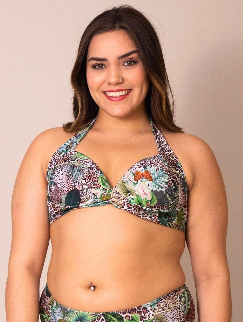 Top de Biquíni Estampado com Faixa Drapeada - Top Éster - MAC