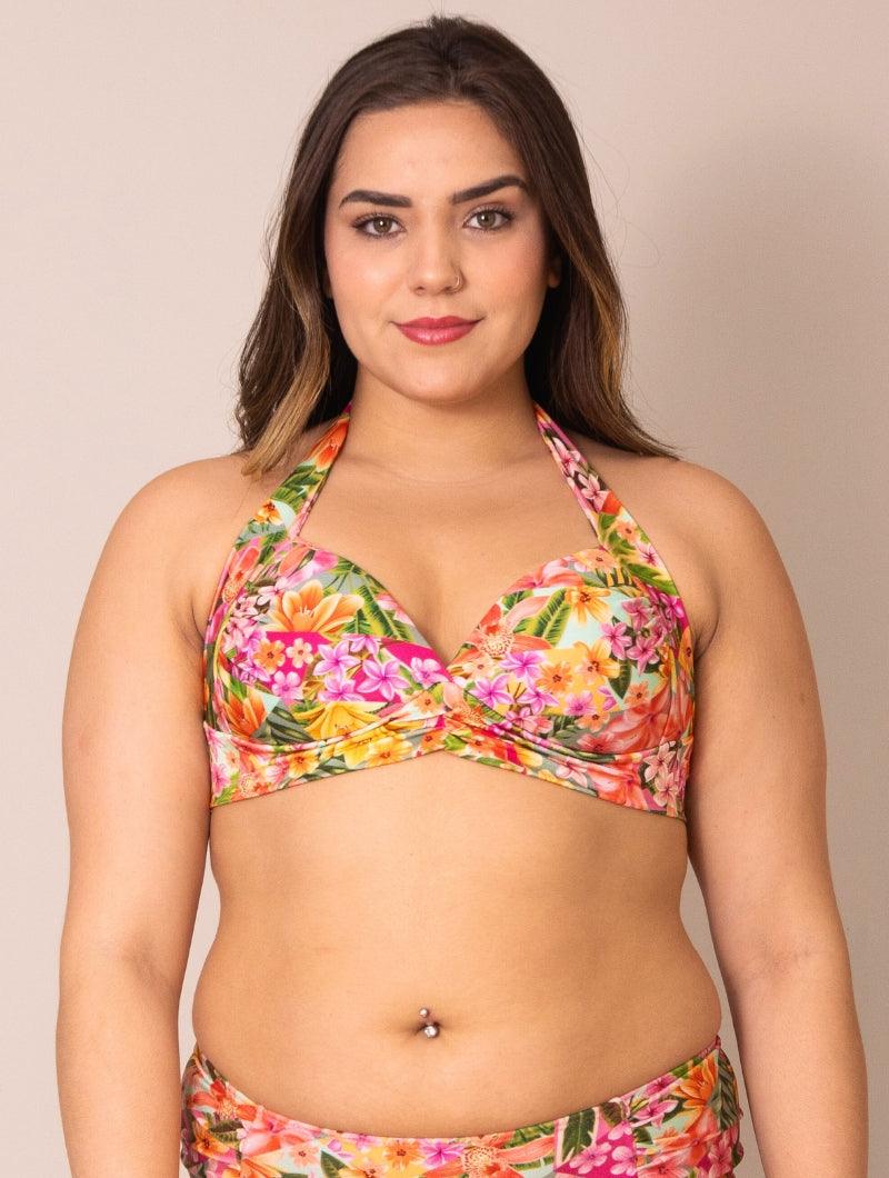 Top de Biquíni Estampado com Faixa Drapeada - Top Éster - MAC