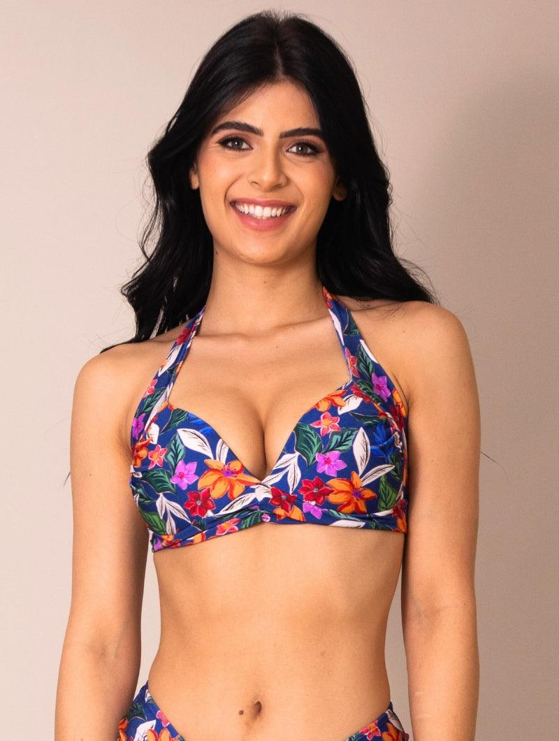 Top de Biquíni Estampado com Faixa Drapeada - Top Éster - MAC
