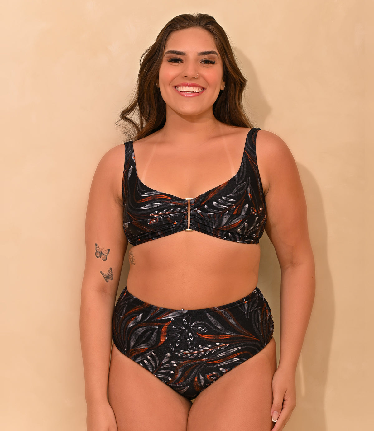 Top Solana Estampado Fênix, biquíni completo, frente