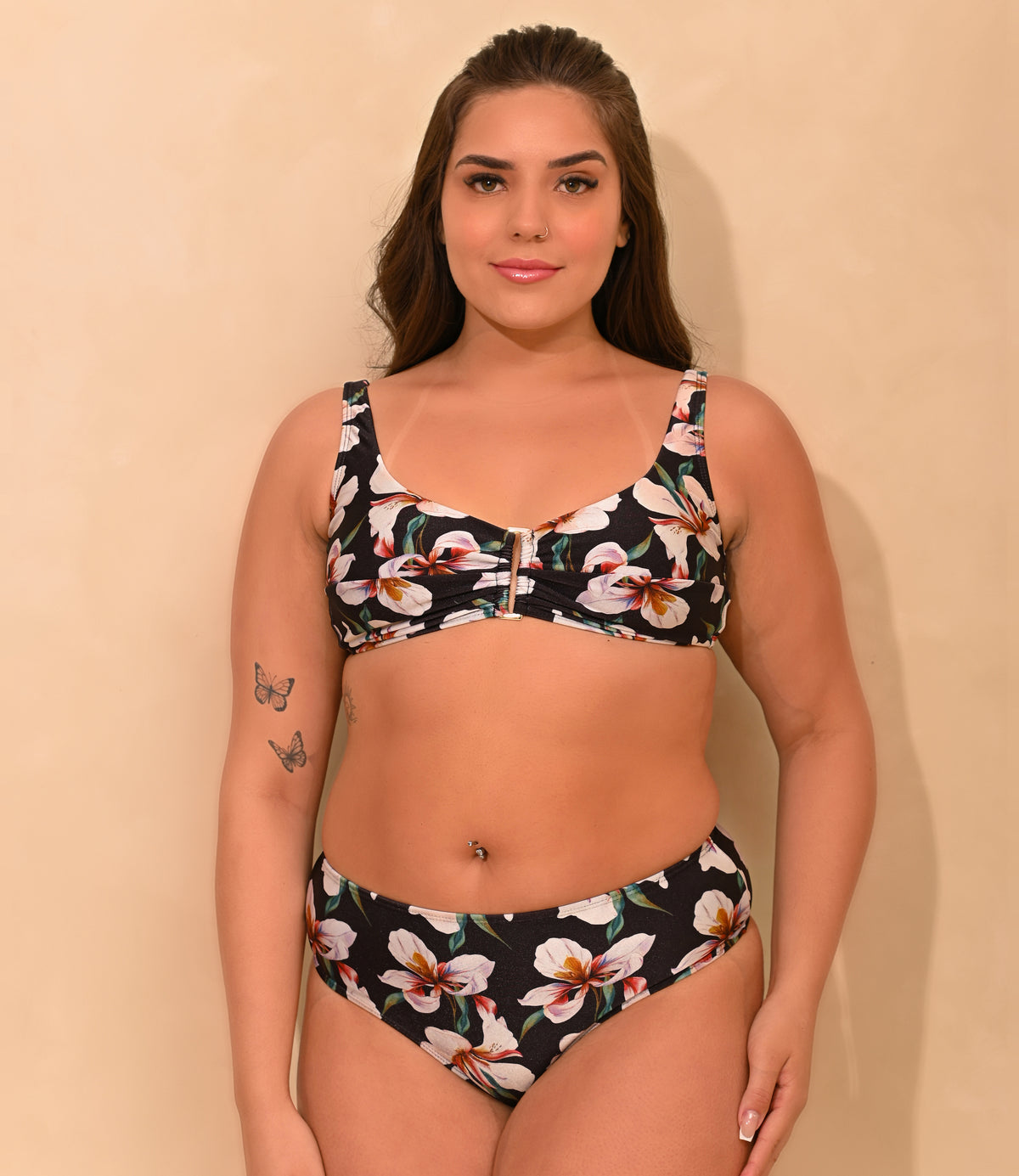 Top Solana Estampado Magnólia, biquíni completo, frente