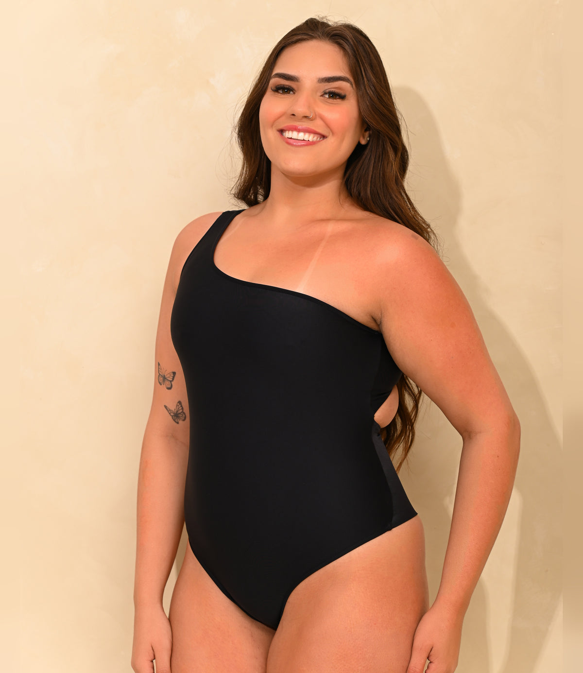 Maiô Ombro Único 362 Preto, lateral
