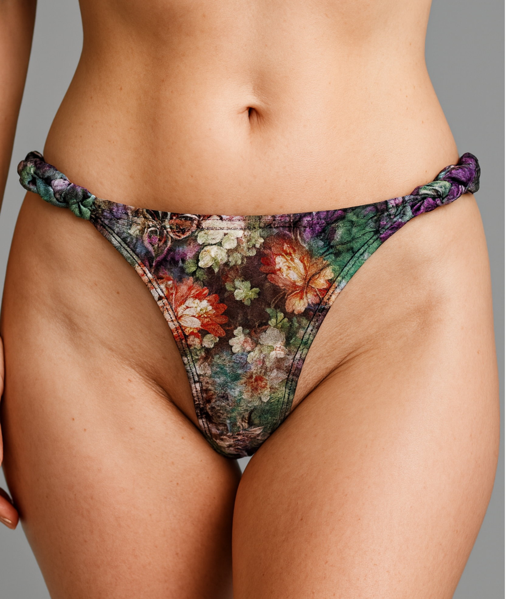 Calcinha De Biquíni Com Lateral Trançada Estampada