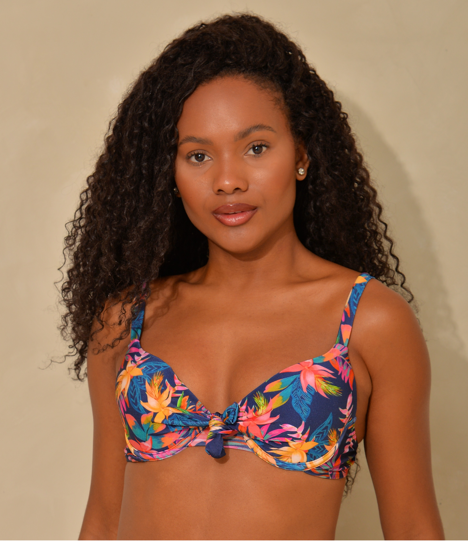 Top Meia Taça Nó Frontal Estampado - Natália