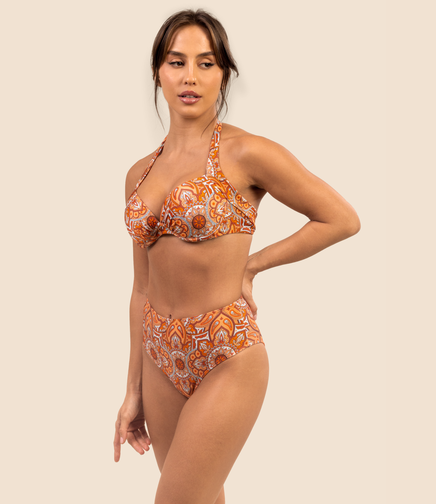 Top Meia Taça  Jéssica + Calcinha De Biquini Hot Pants Alice