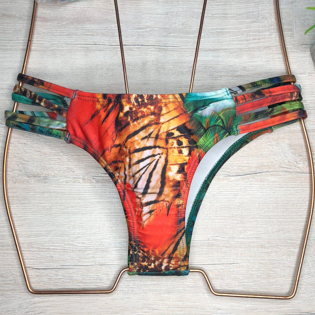 Calcinha Biquíni Com Tiras Laterais Estampada