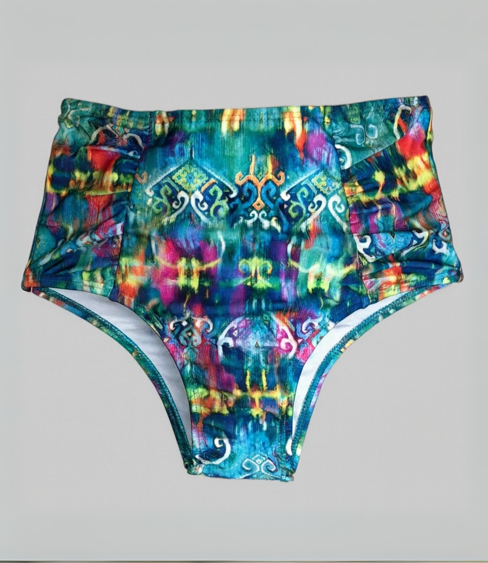 Calcinha Biquíni Hot Pant Franzida Estampada
